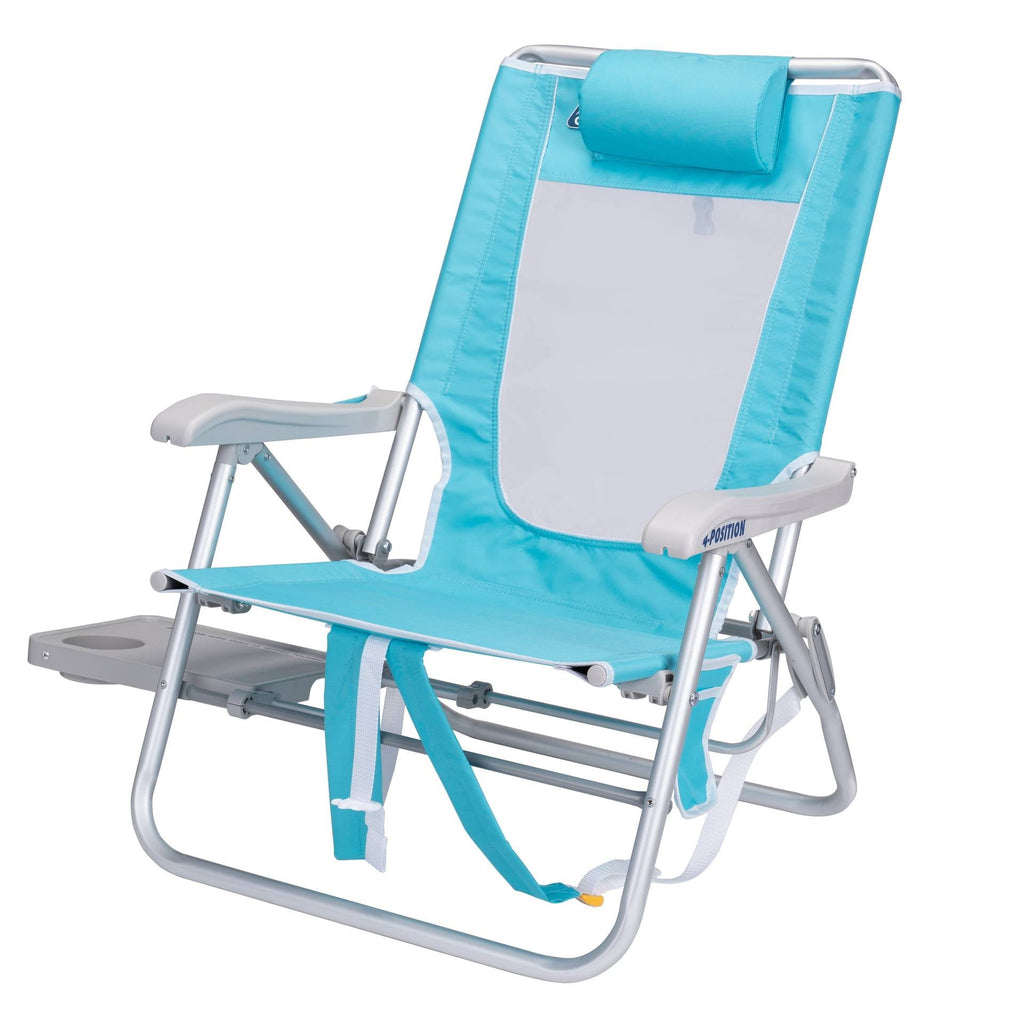 Big Surf with Slide Table Lightweight Low Profile Reclining Beach Chair, Seafoam