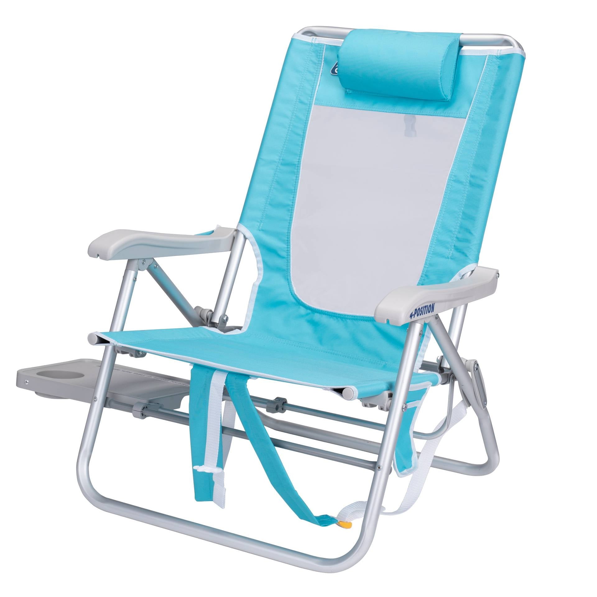 Big Surf with Slide Table Lightweight Low Profile Reclining Beach Chair, Seafoam