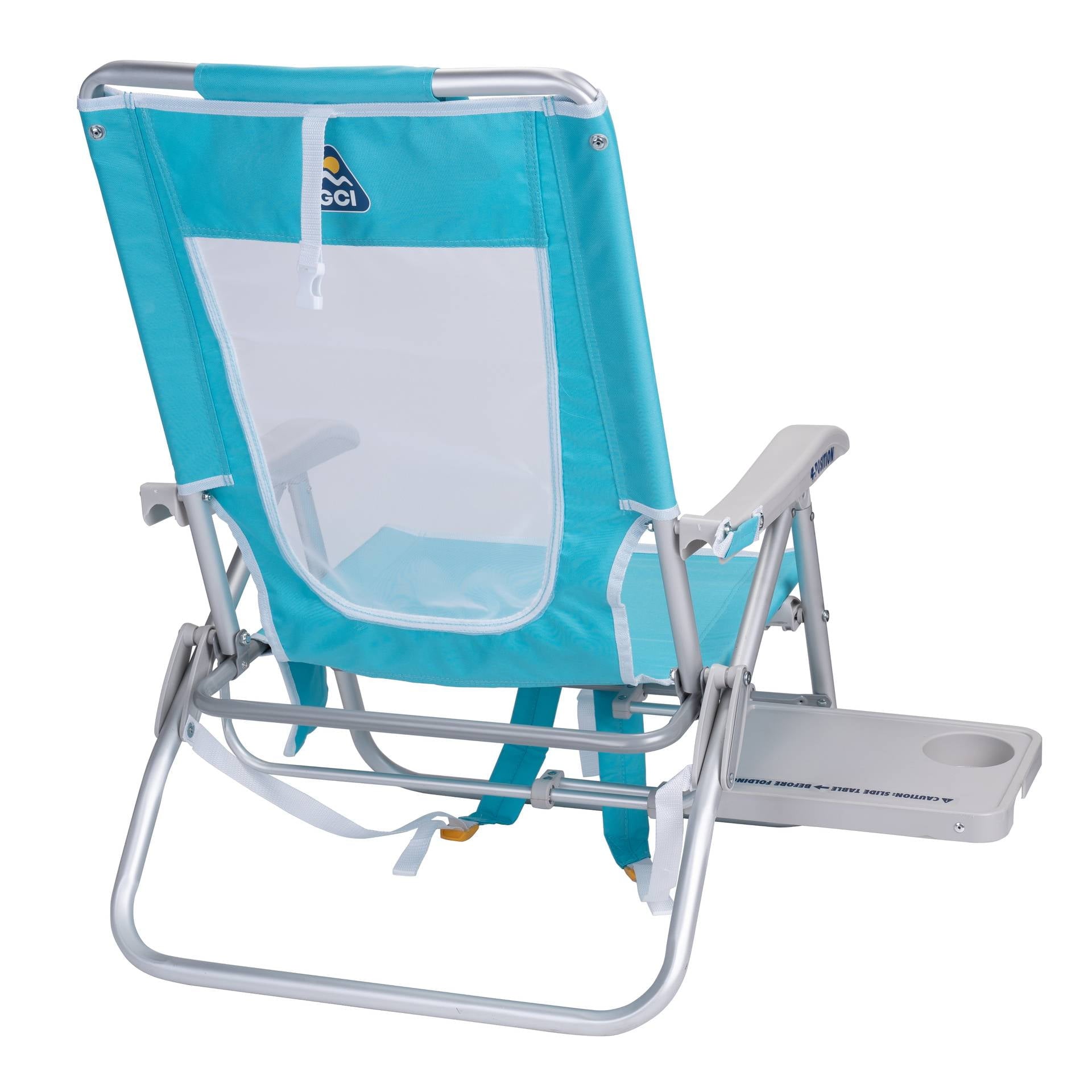 Big Surf with Slide Table Lightweight Low Profile Reclining Beach Chair, Seafoam