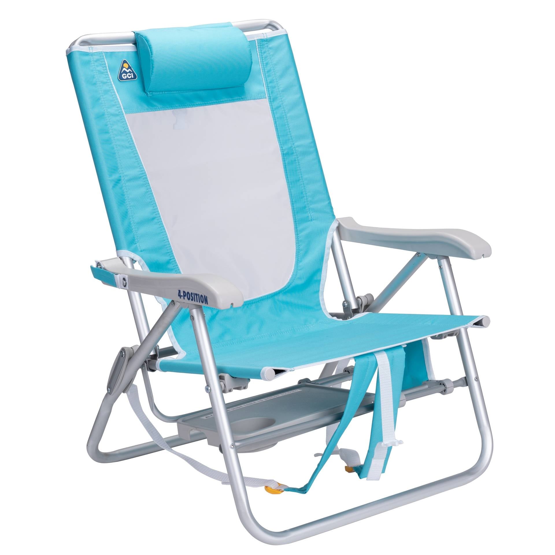 Big Surf with Slide Table Lightweight Low Profile Reclining Beach Chair, Seafoam