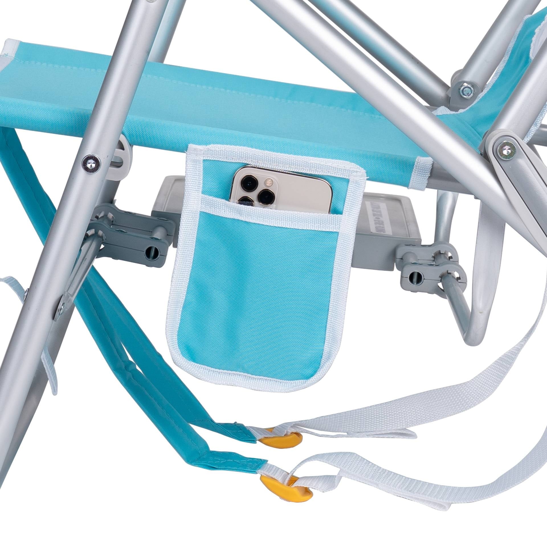 Big Surf with Slide Table Lightweight Low Profile Reclining Beach Chair, Seafoam
