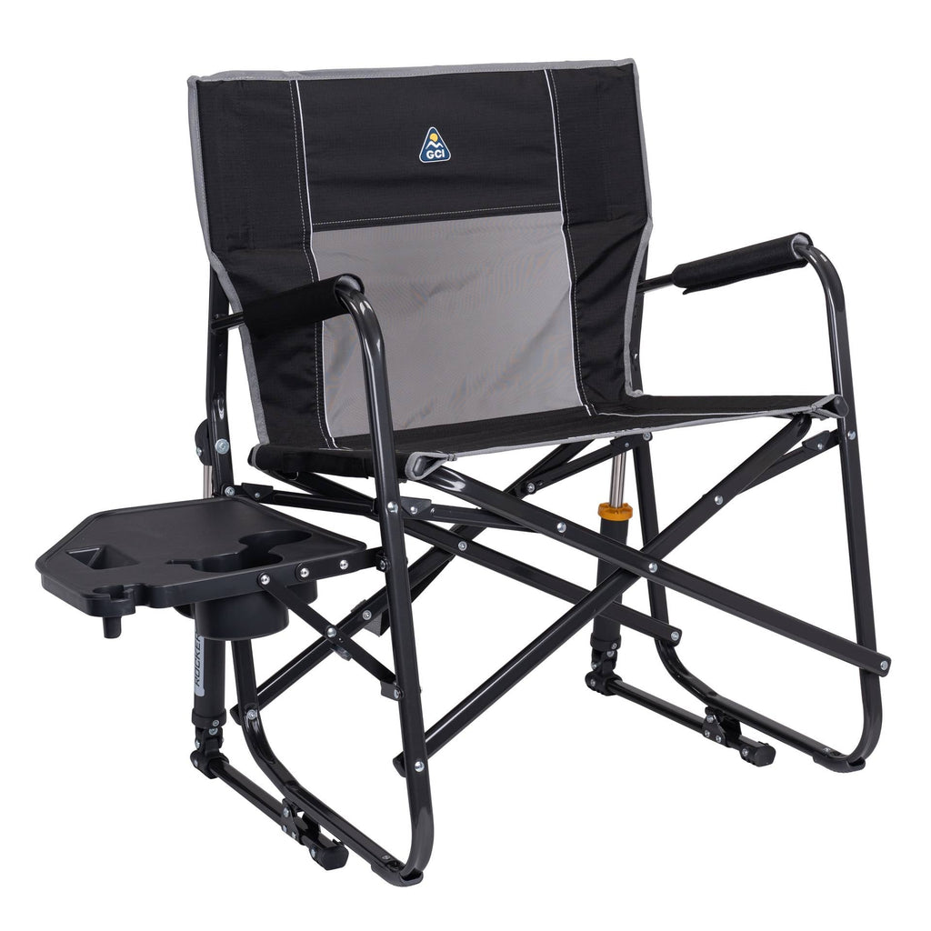 Freestyle Rocker XL with Side Table Oversized Rocking Camp Chair, Black