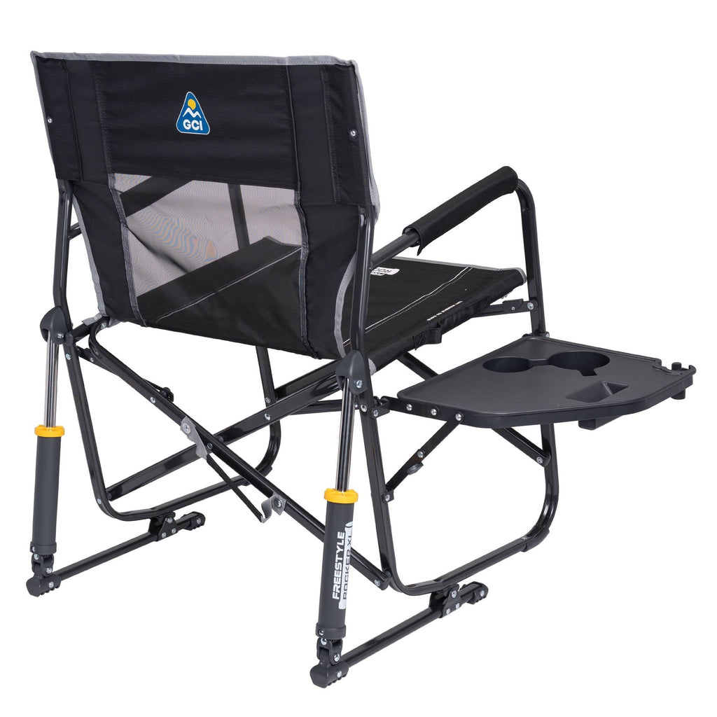 Freestyle Rocker XL with Side Table Oversized Rocking Camp Chair, Black