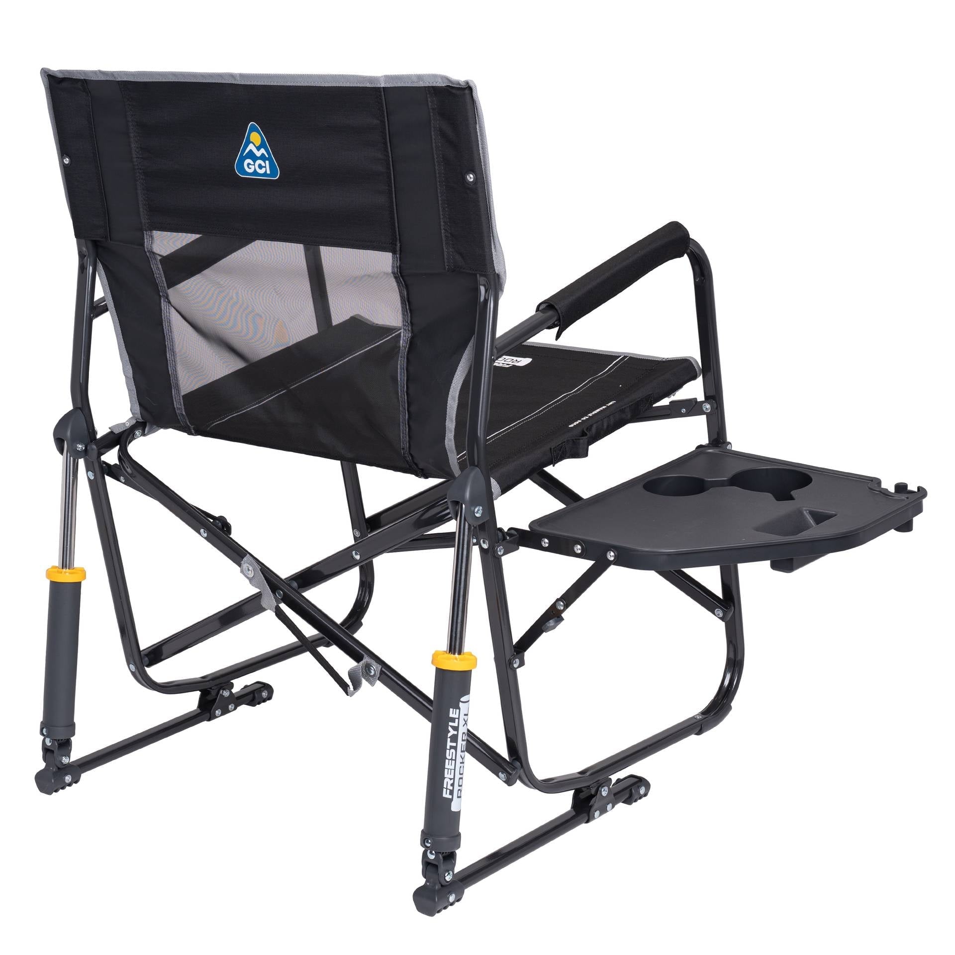 Freestyle Rocker XL with Side Table Oversized Rocking Camp Chair, Black