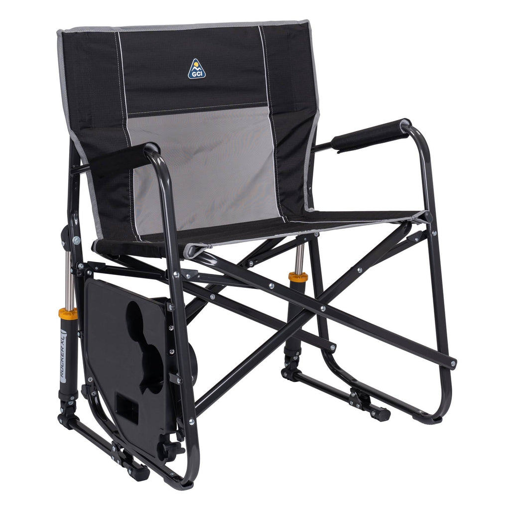 Freestyle Rocker XL with Side Table Oversized Rocking Camp Chair, Black