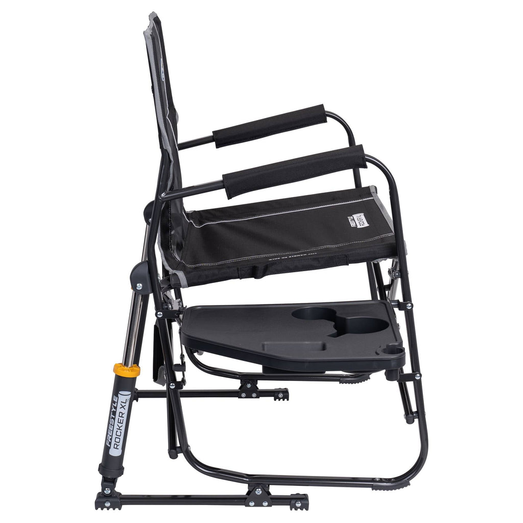 Freestyle Rocker XL with Side Table Oversized Rocking Camp Chair, Black