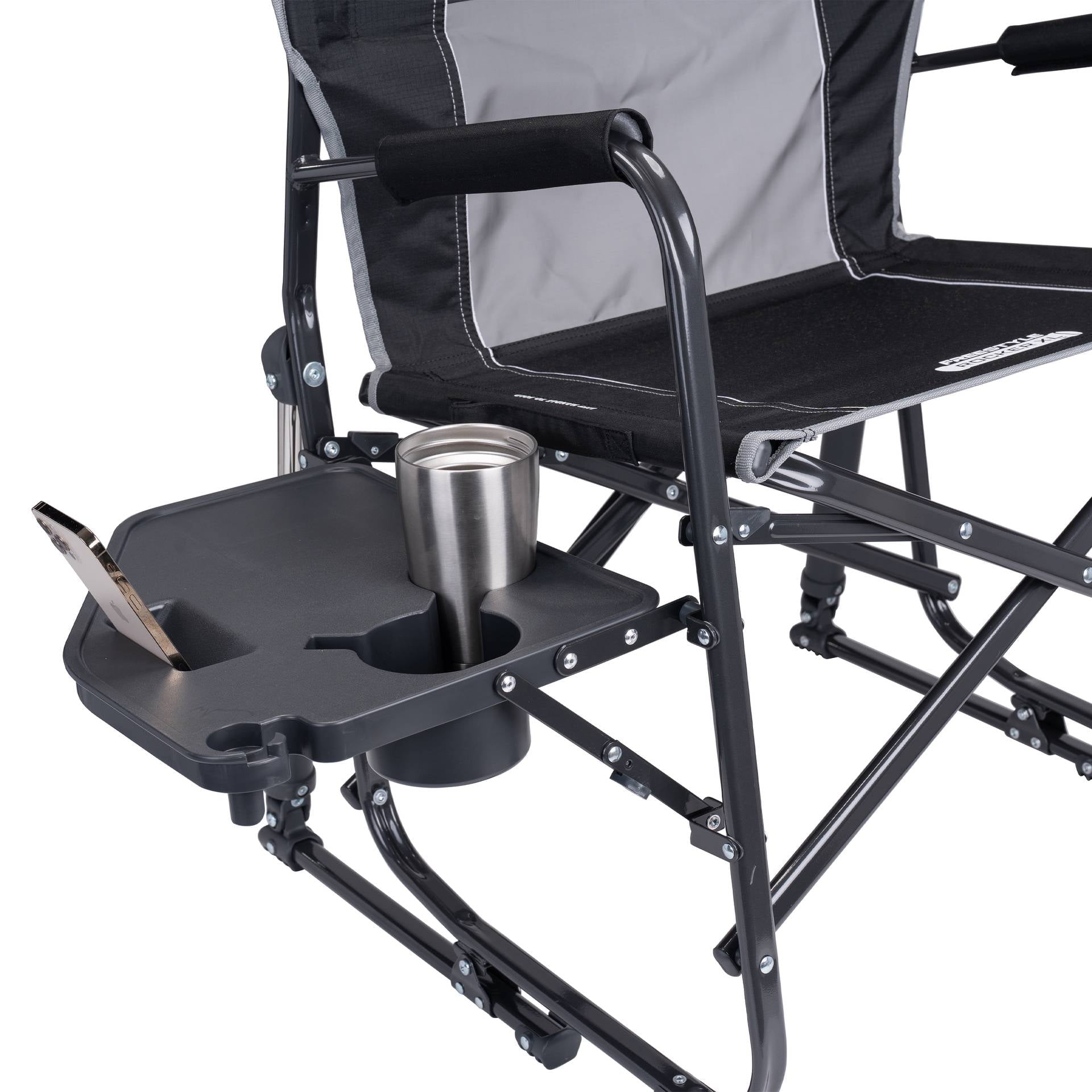 Freestyle Rocker XL with Side Table Oversized Rocking Camp Chair, Black