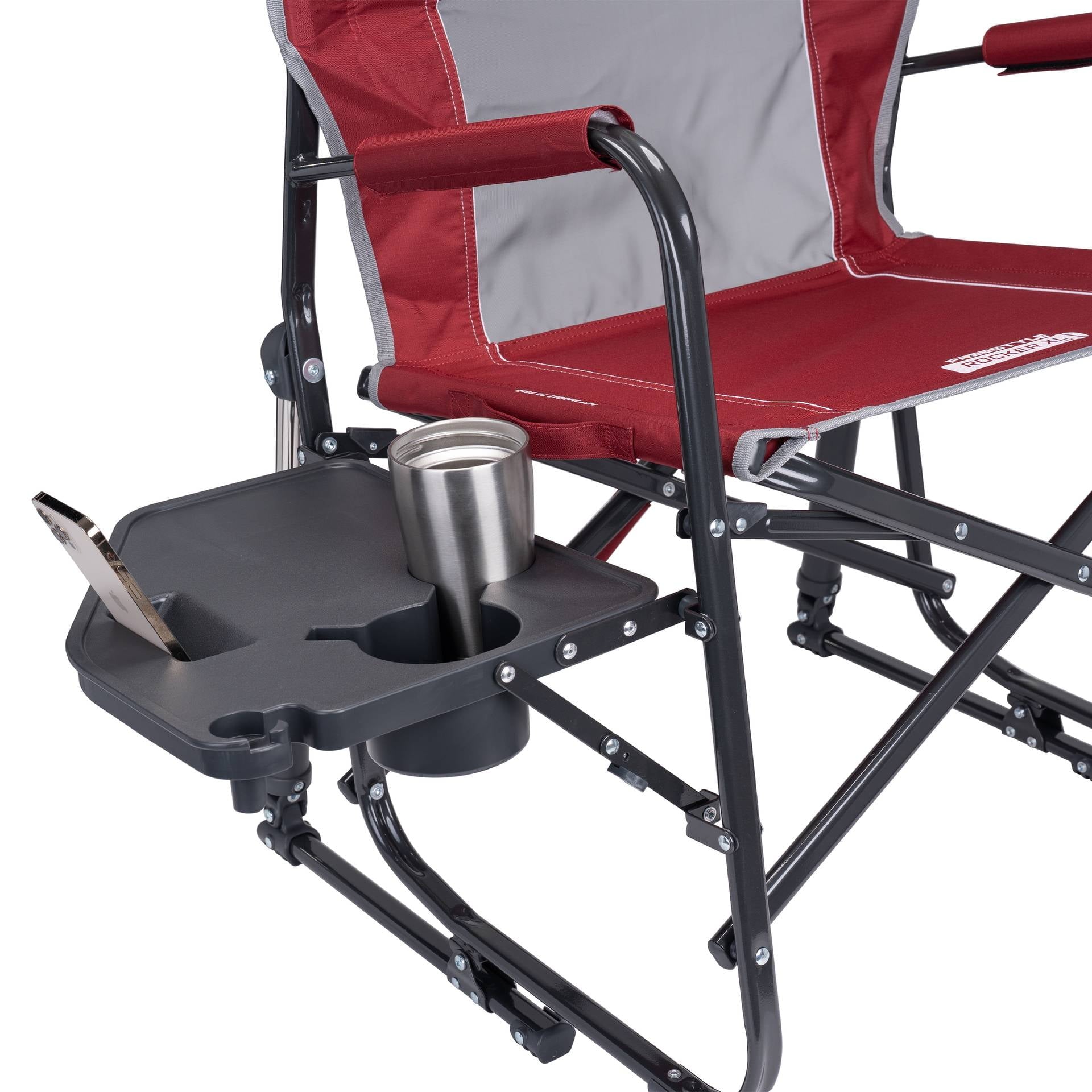 Freestyle Rocker XL with Side Table Oversized Rocking Camp Chair, Black