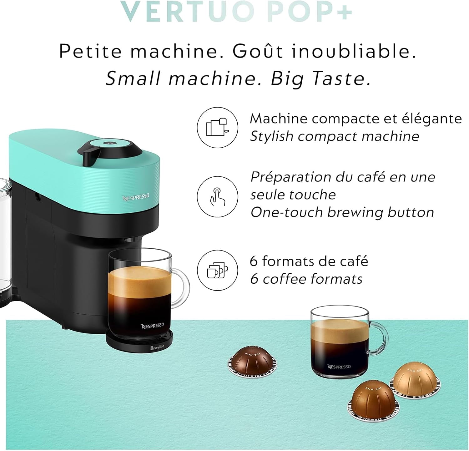Vertuo Pop+ Coffee and Espresso Maker by, Samra Origins by The Metad Green