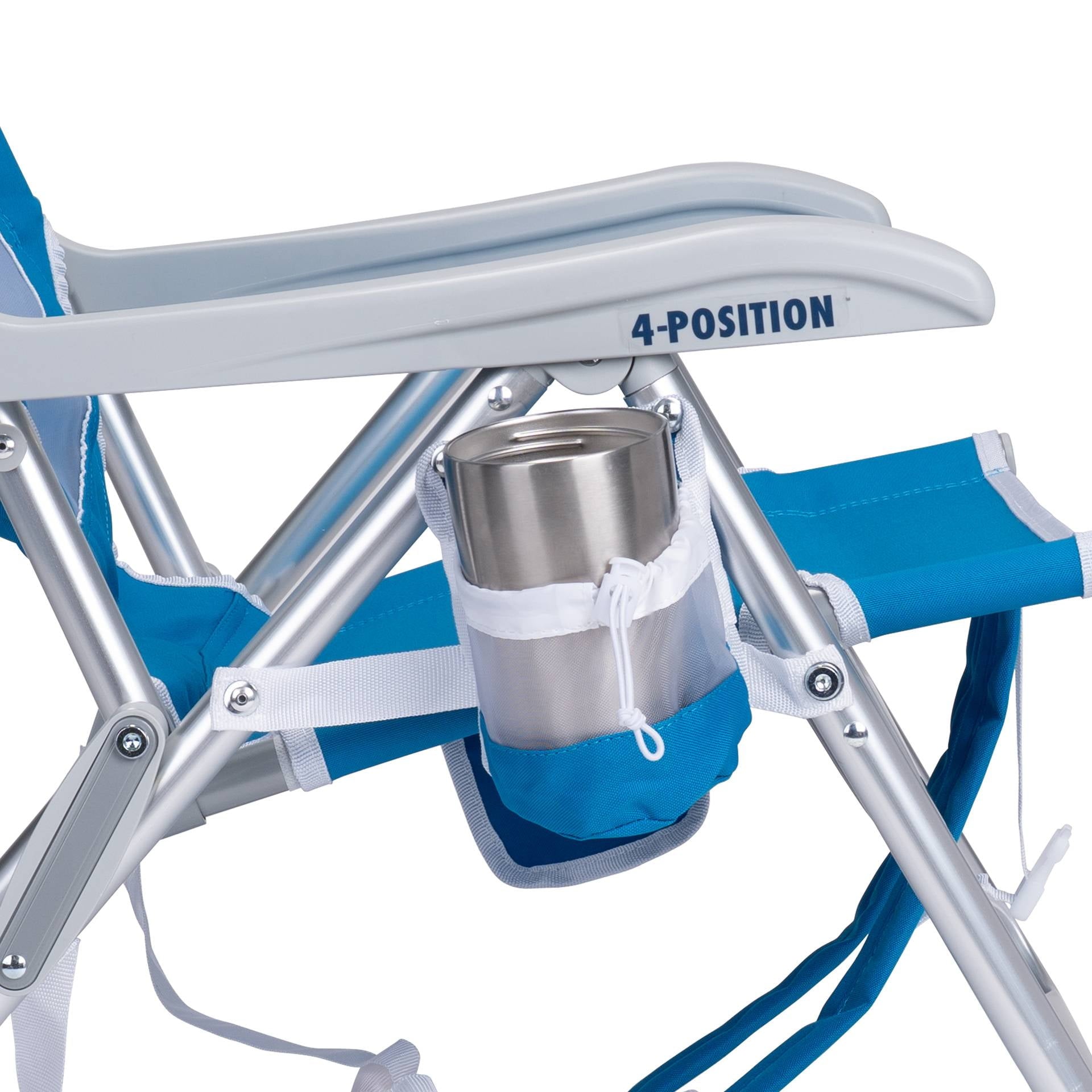 SunShade Backpack Beach Chair Reclining Low Profile Seat with Canopy, Saybrook Blue