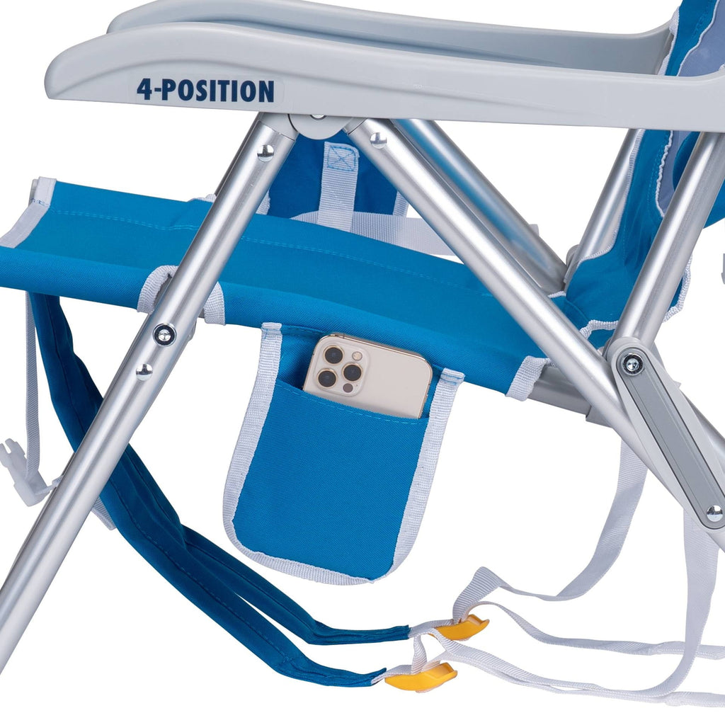 SunShade Backpack Beach Chair Reclining Low Profile Seat with Canopy, Saybrook Blue