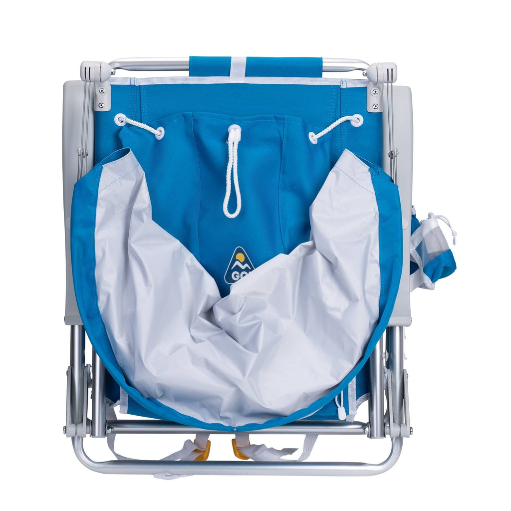 SunShade Backpack Beach Chair Reclining Low Profile Seat with Canopy, Saybrook Blue