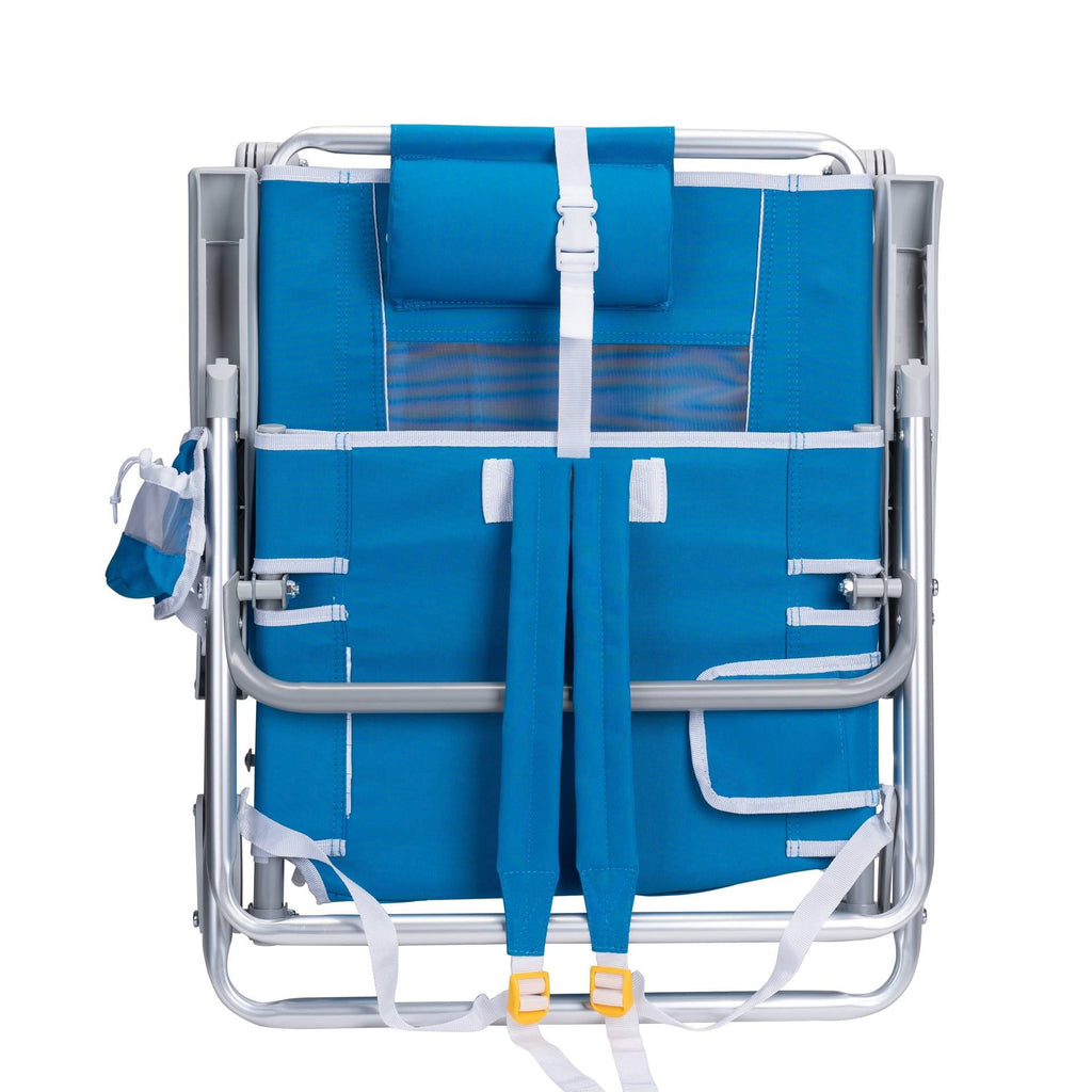 SunShade Backpack Beach Chair Reclining Low Profile Seat with Canopy, Saybrook Blue