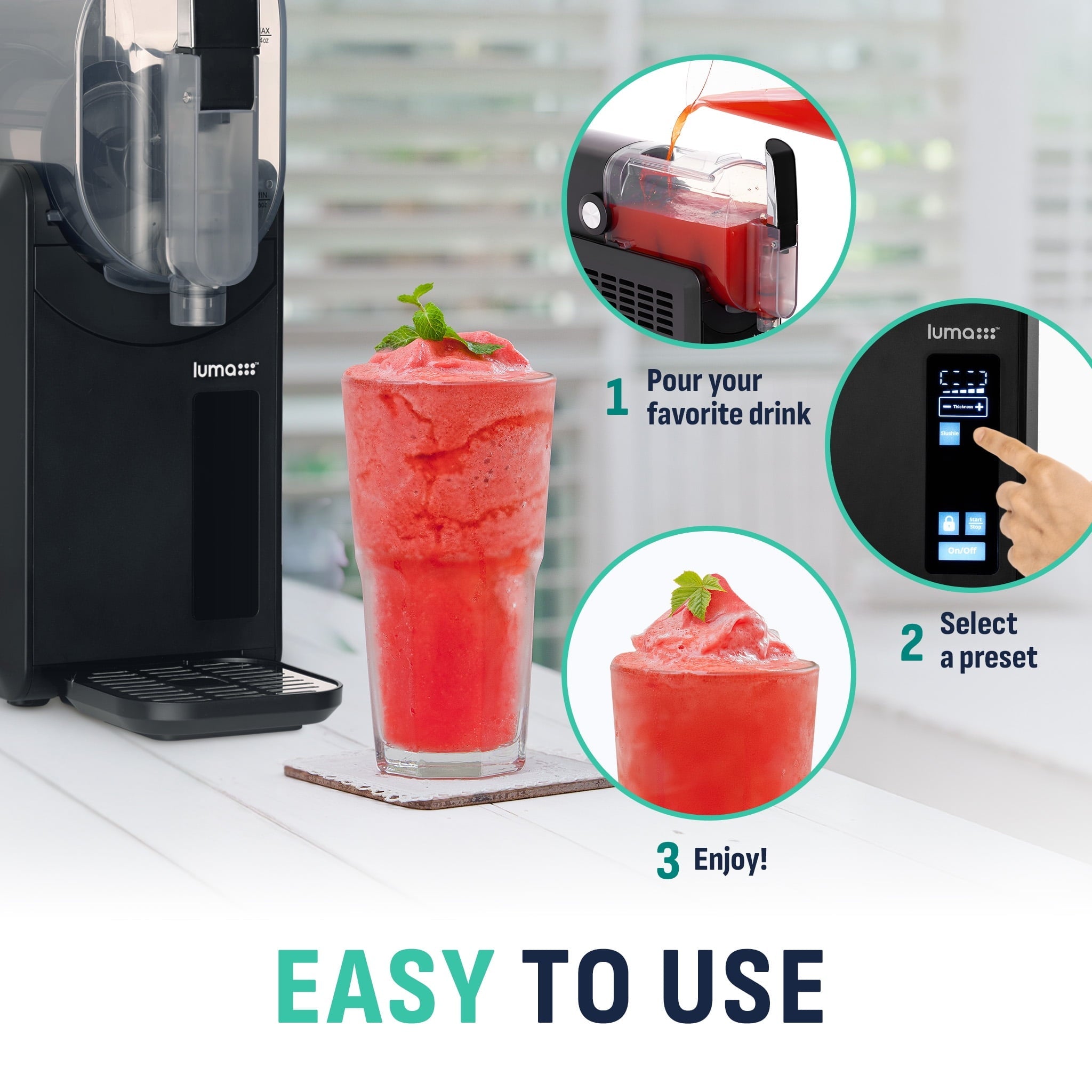 Luma by Newair Frozen Slushie Drink Maker, 88 oz Slushy Ice Machine with CycloneFreeze Technology, 5 Preset Programs and Auto Cleaning, For Milkshakes, Margaritas, Cocktail, Frappe, Slush
