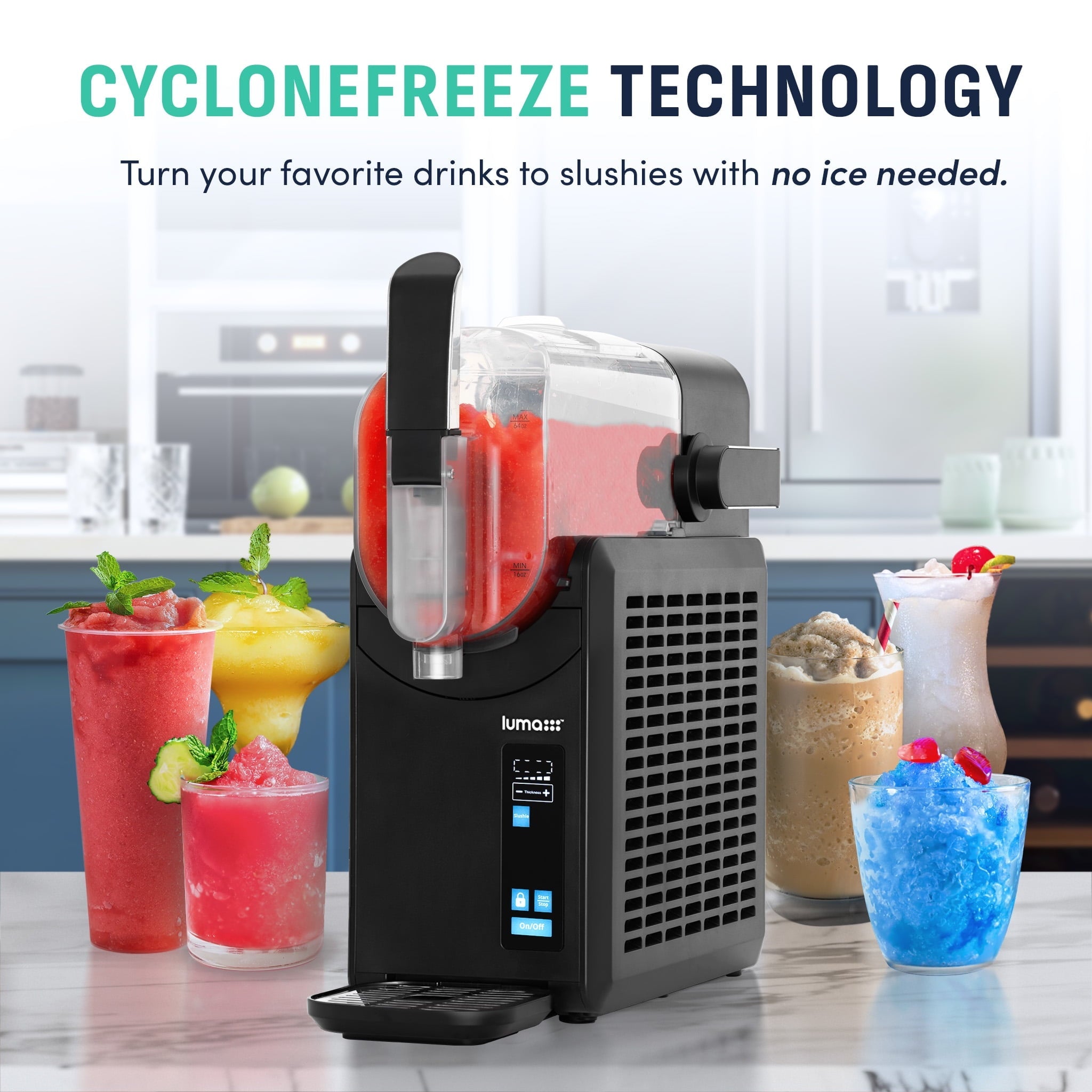Luma by Newair Frozen Slushie Drink Maker, 88 oz Slushy Ice Machine with CycloneFreeze Technology, 5 Preset Programs and Auto Cleaning, For Milkshakes, Margaritas, Cocktail, Frappe, Slush