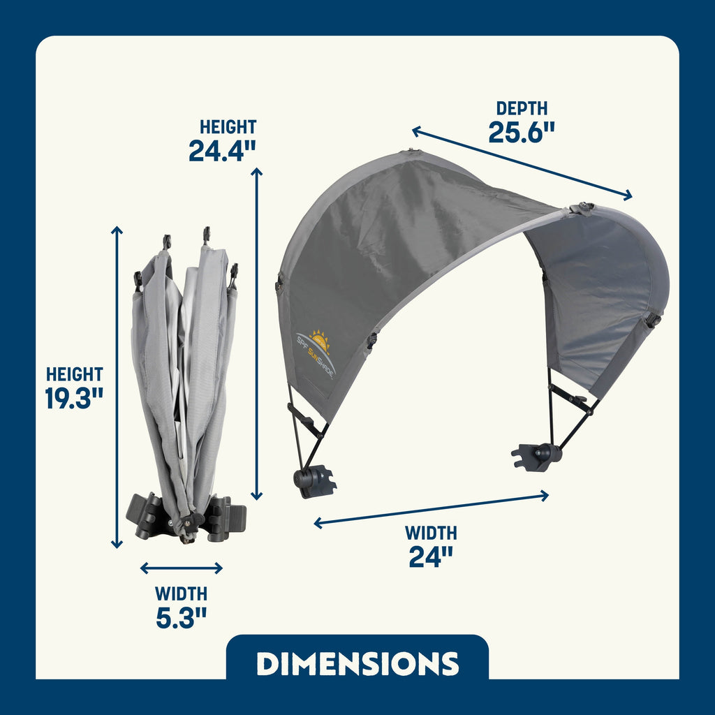 SunShade Accessory Universal Adjustable Chair Canopy with UV Protection, Mercury Gray