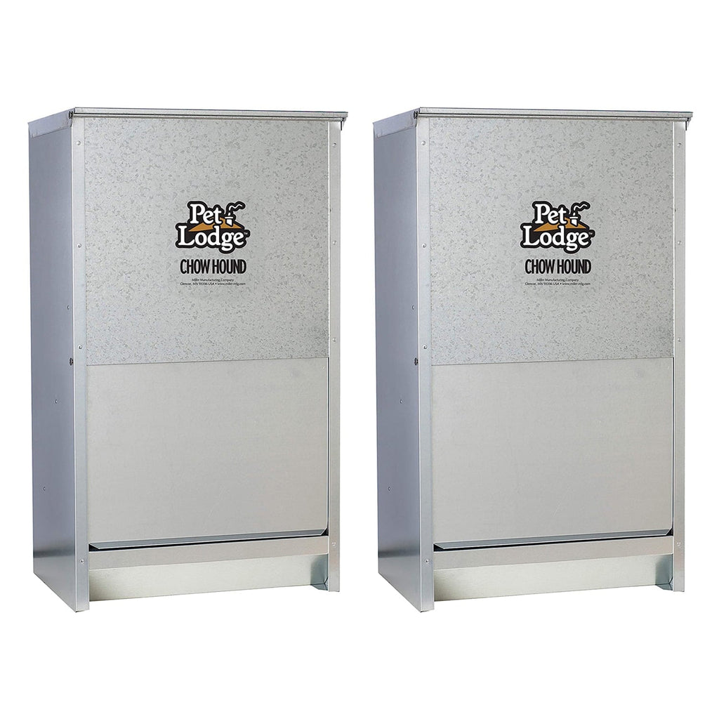 Dry Food Automatic Steel 50 Pound Dog Feeder Chow Hound (2 Pack)