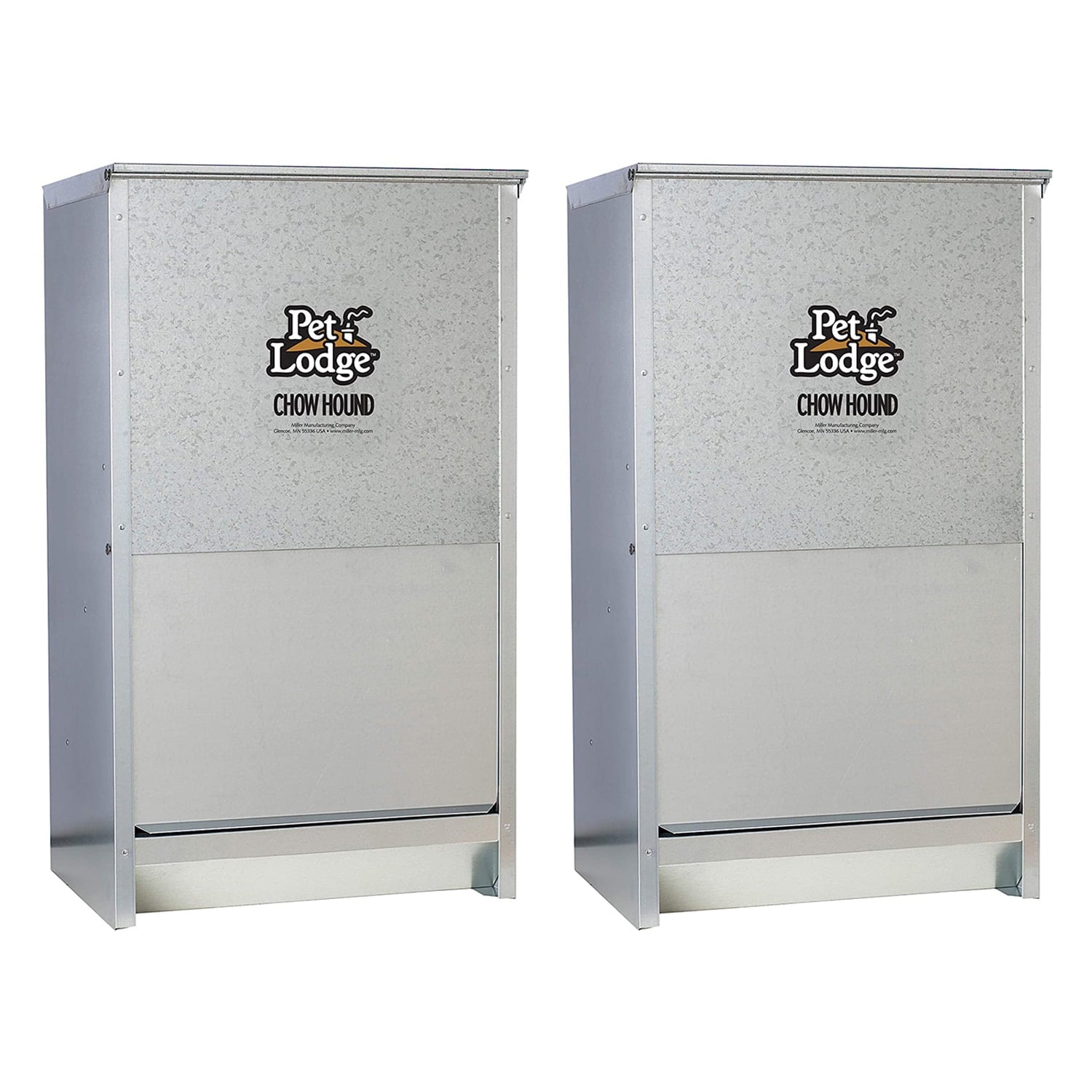 Dry Food Automatic Steel 50 Pound Dog Feeder Chow Hound (2 Pack)