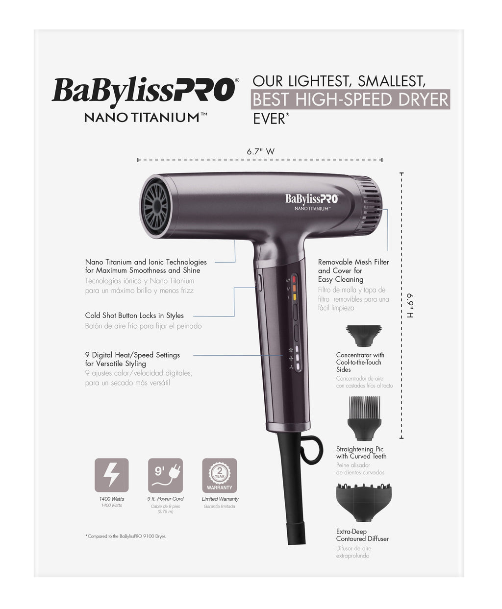 Nano Titanium Professional Nano Light Ionic Hair Dryer