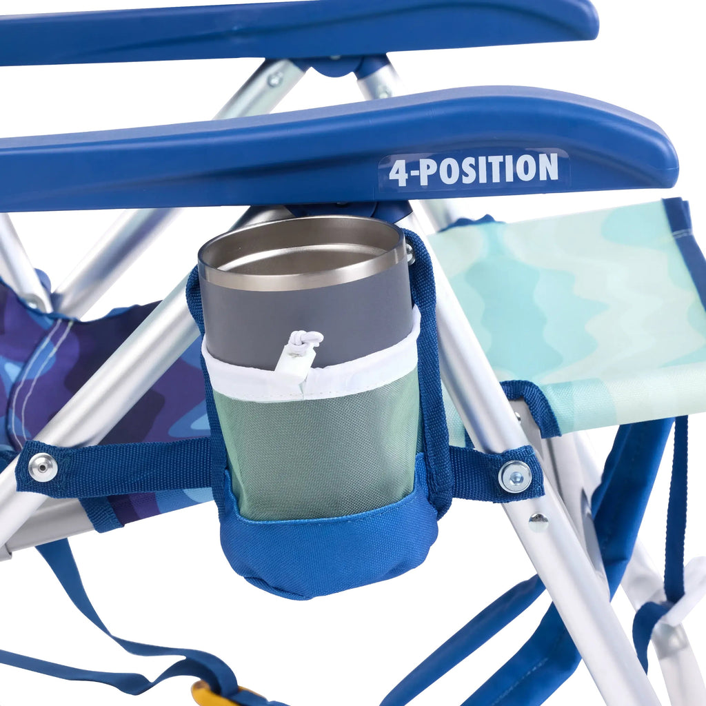 Backpack Beach Chair Lightweight Low Profile Reclining Chair, Wave Blue