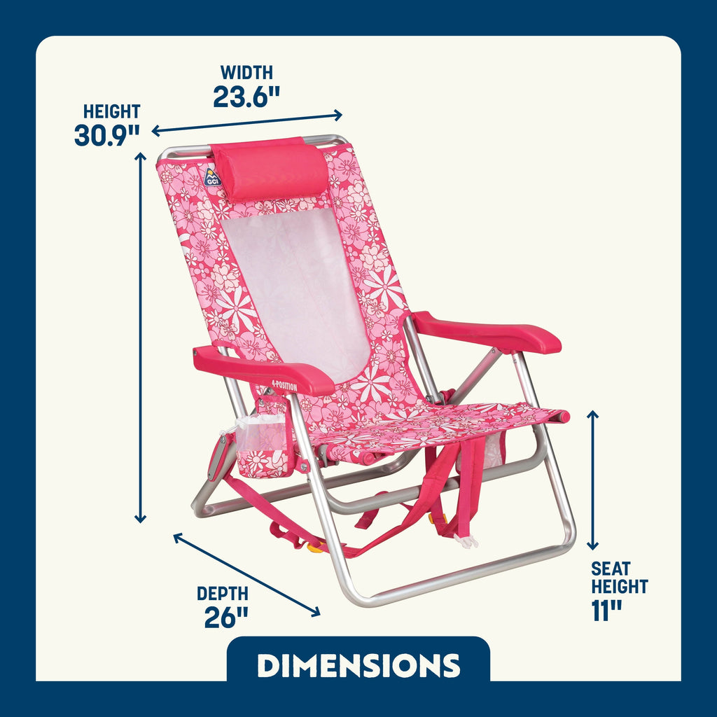 Backpack Beach Chair Lightweight Low Profile Reclining Chair, Wave Blue