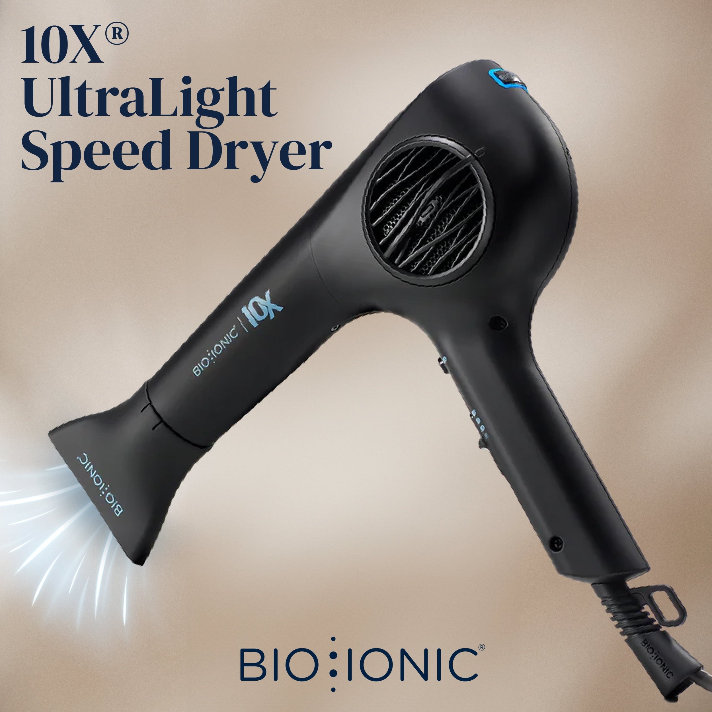 10X UltraLight Speed Hair Dryer, Adjustable Heat &amp; Frizz-Control Professional Hair Dryer