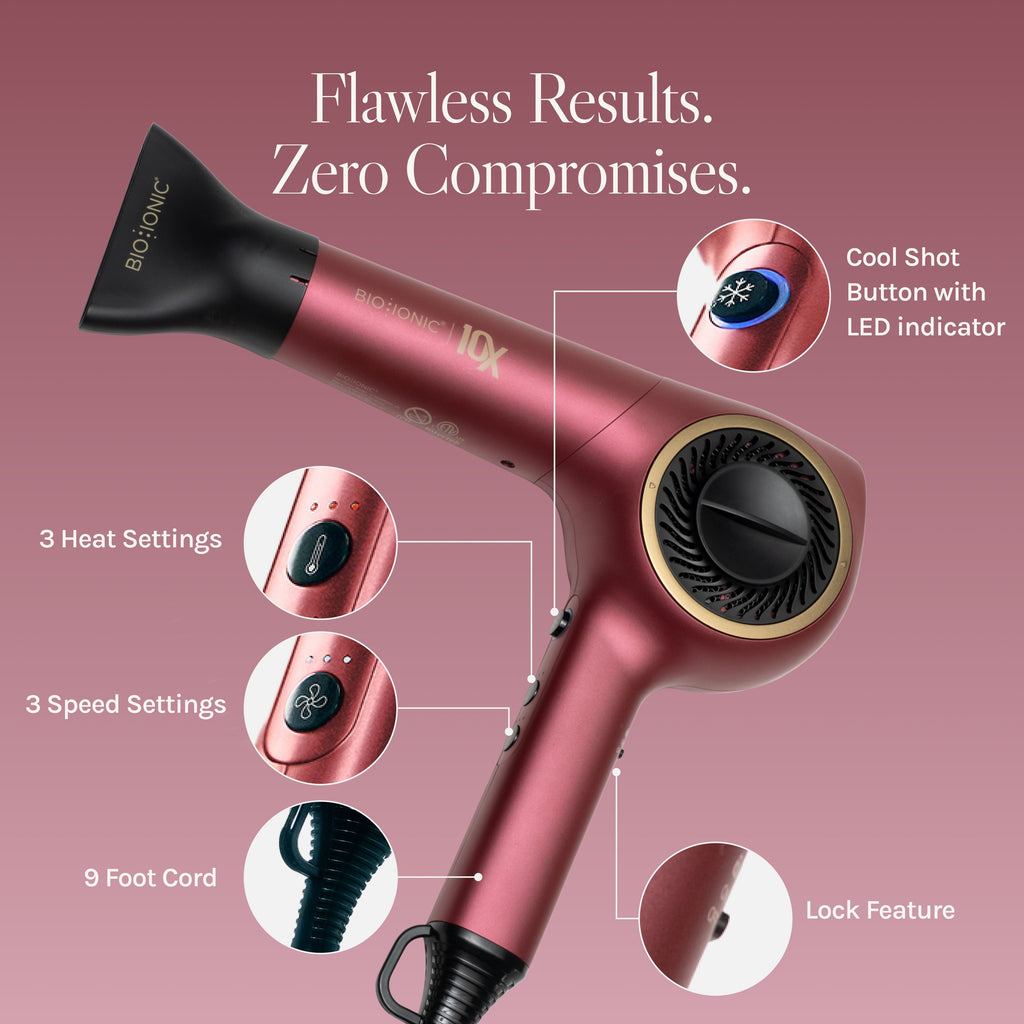 10X UltraLight Speed Hair Dryer, Adjustable Heat &amp; Frizz-Control Professional Hair Dryer