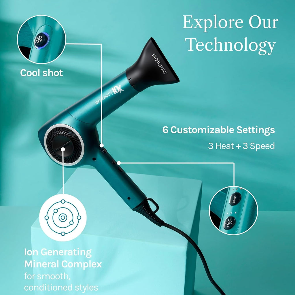 10X UltraLight Speed Hair Dryer, Adjustable Heat &amp; Frizz-Control Professional Hair Dryer