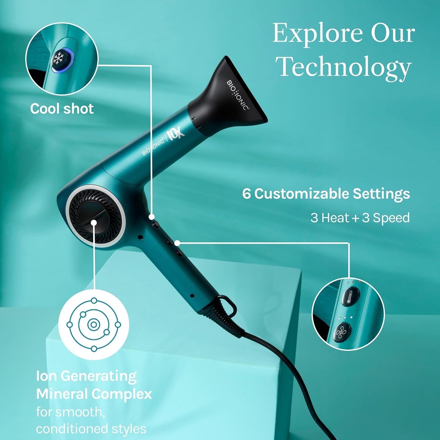 10X UltraLight Speed Hair Dryer, Adjustable Heat &amp; Frizz-Control Professional Hair Dryer