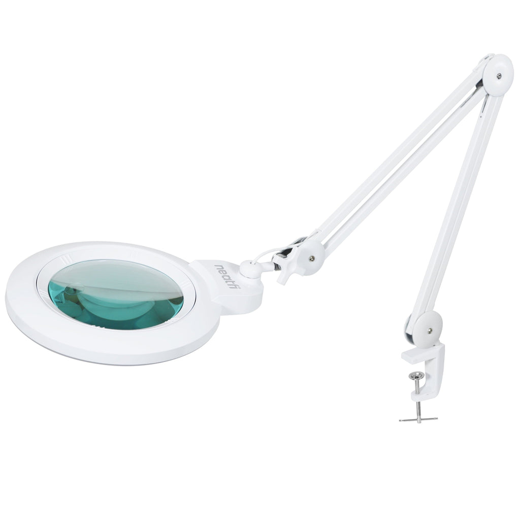 Desk Lamp with Clamp, 1600 Lumens, Dimmable, Adjustable Arm for Close Works, White