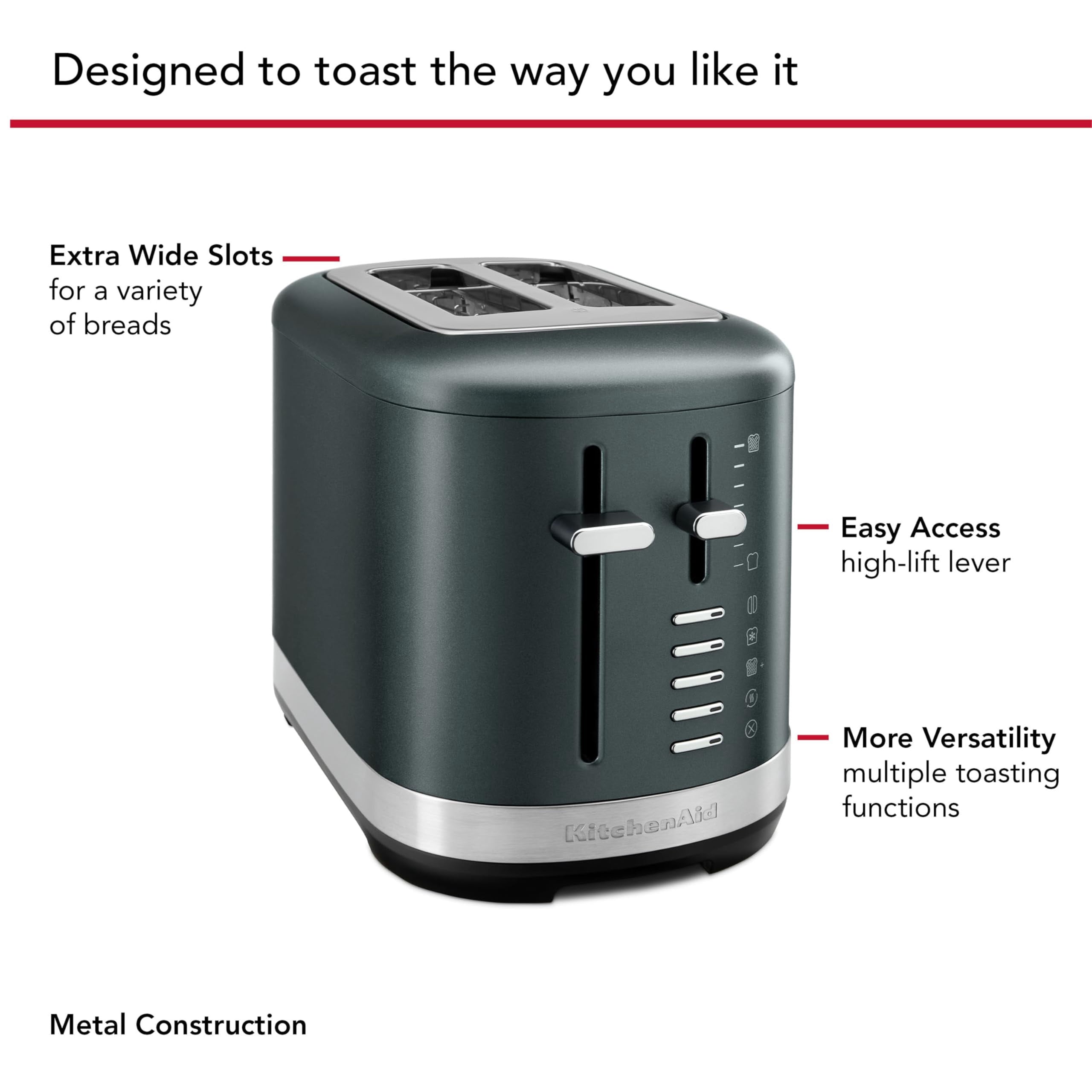 2 Slice Automatic Toaster with Extra Wide Slots KMT2109JP, Juniper
