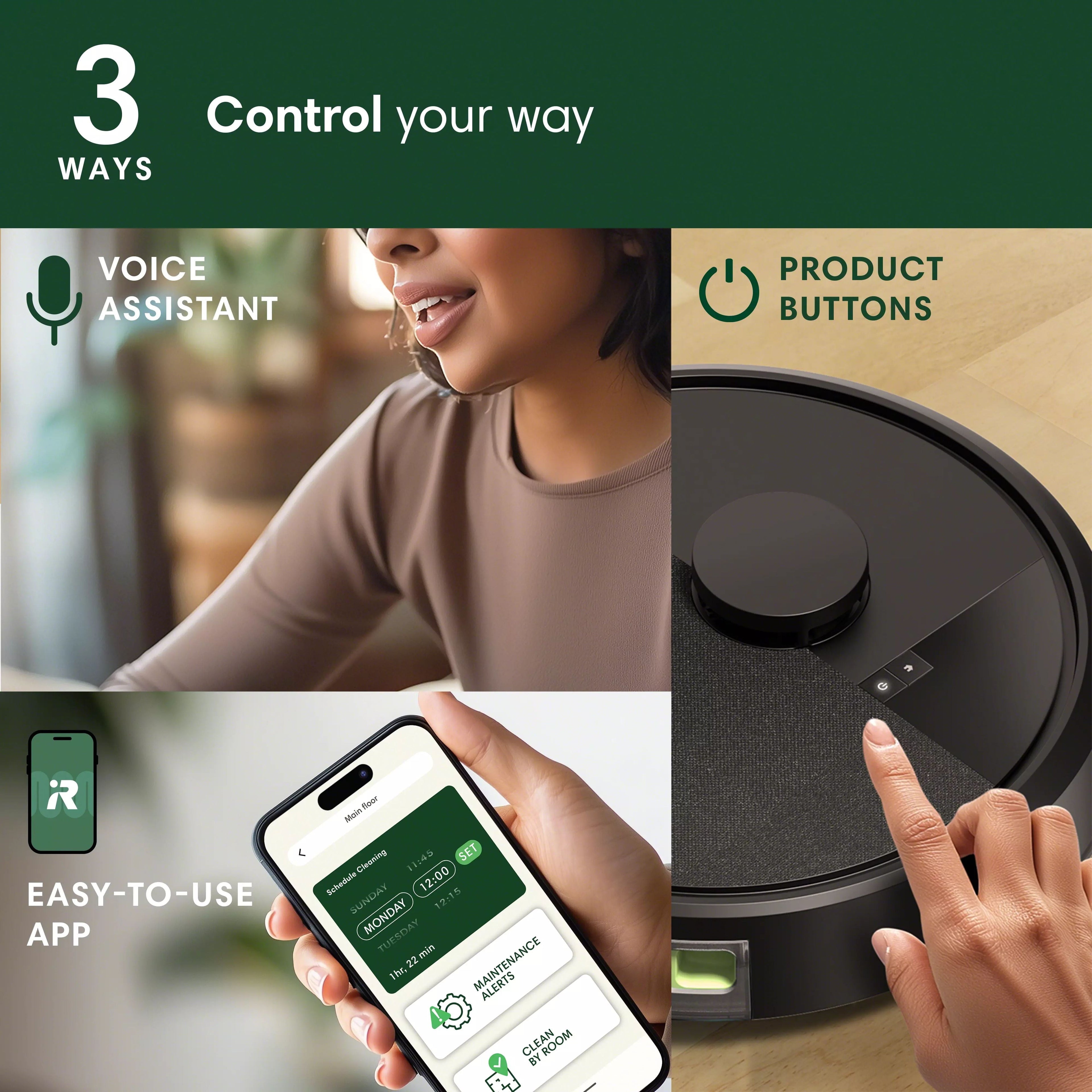 Roomba 105 Vac Robot Vacuum and Self-Charging Dock with Intense Power Lifting Suction, LiDAR Navigation, for Carpet and Hard Floors, Cleans in Neat Rows, Model # Q312020