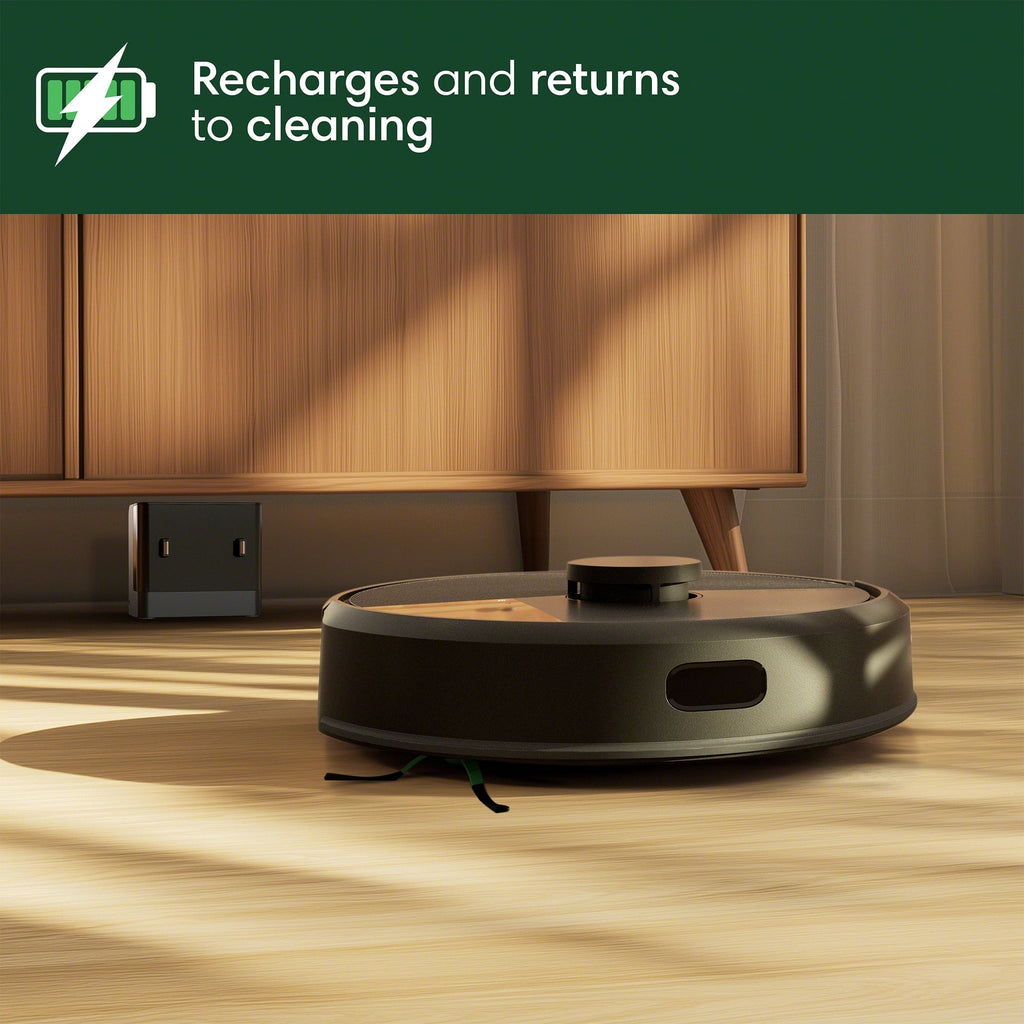 Roomba 105 Vac Robot Vacuum and Self-Charging Dock with Intense Power Lifting Suction, LiDAR Navigation, for Carpet and Hard Floors, Cleans in Neat Rows, Model # Q312020