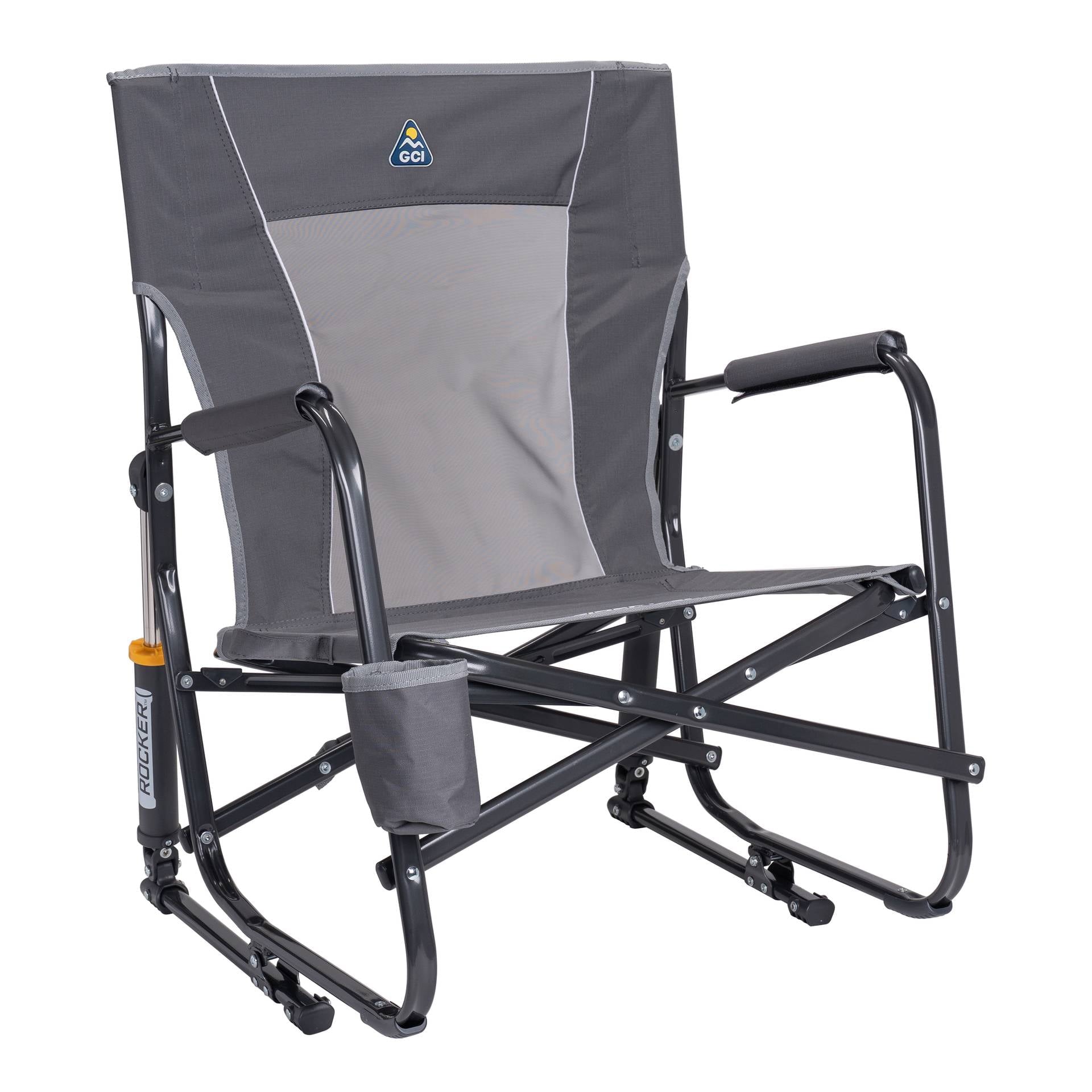 FirePit Rocker Low Profile Rocking Camping Chair, Pewter Gray