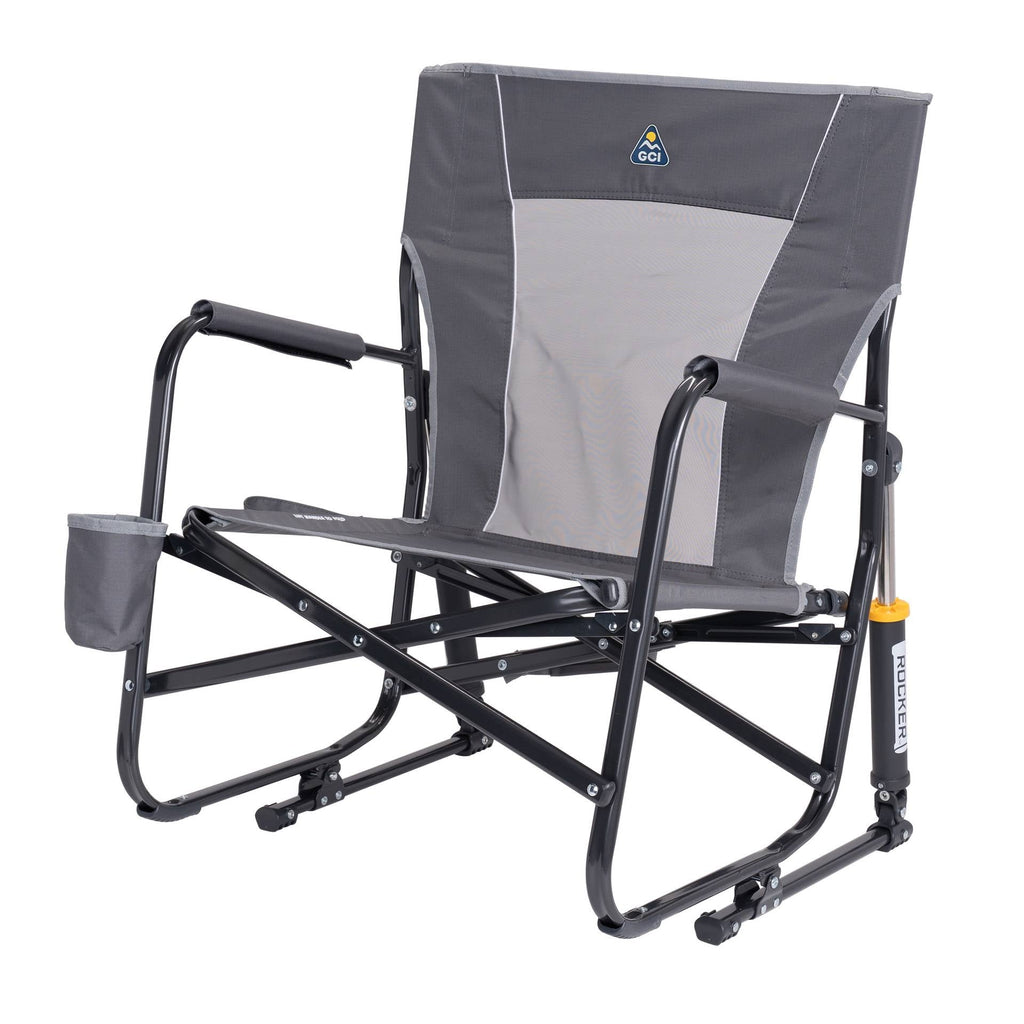 FirePit Rocker Low Profile Rocking Camping Chair, Pewter Gray