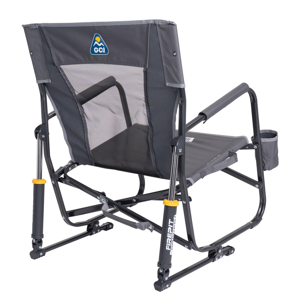 FirePit Rocker Low Profile Rocking Camping Chair, Pewter Gray