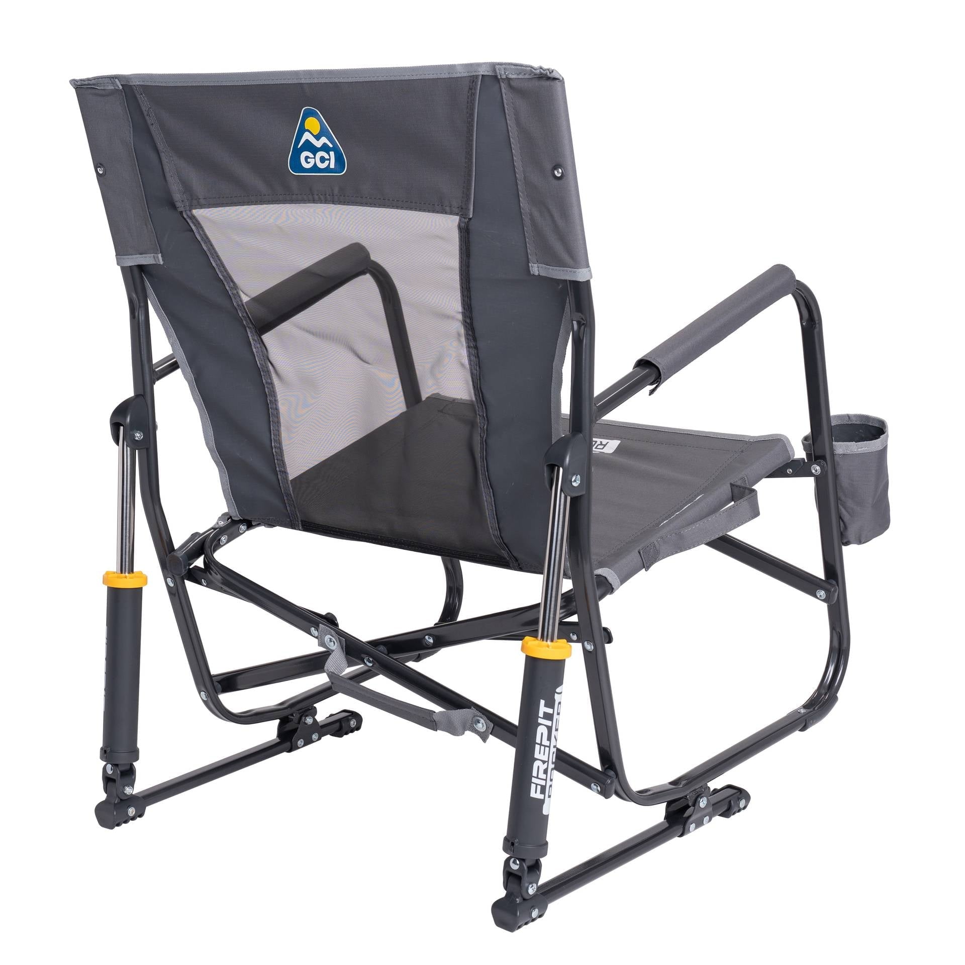 FirePit Rocker Low Profile Rocking Camping Chair, Pewter Gray