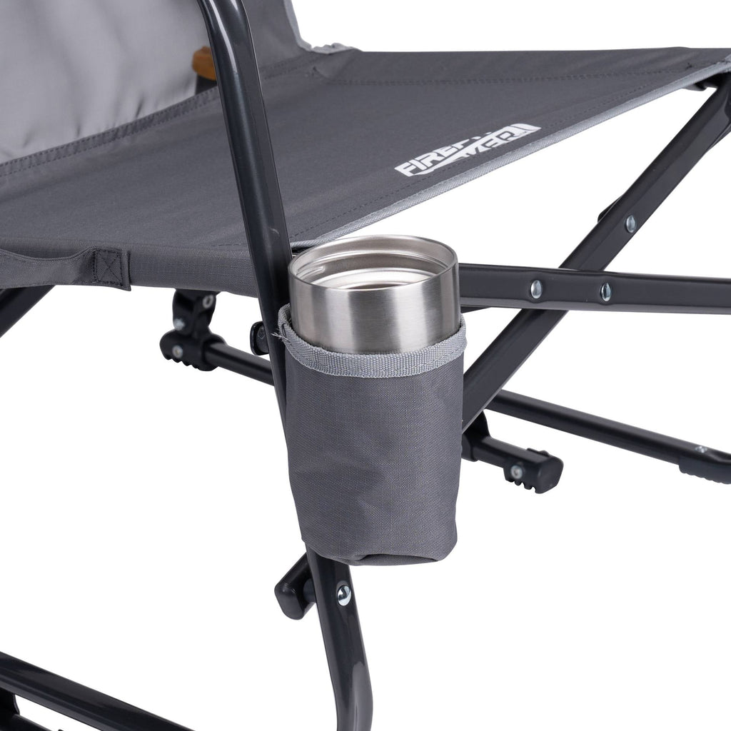 FirePit Rocker Low Profile Rocking Camping Chair, Pewter Gray