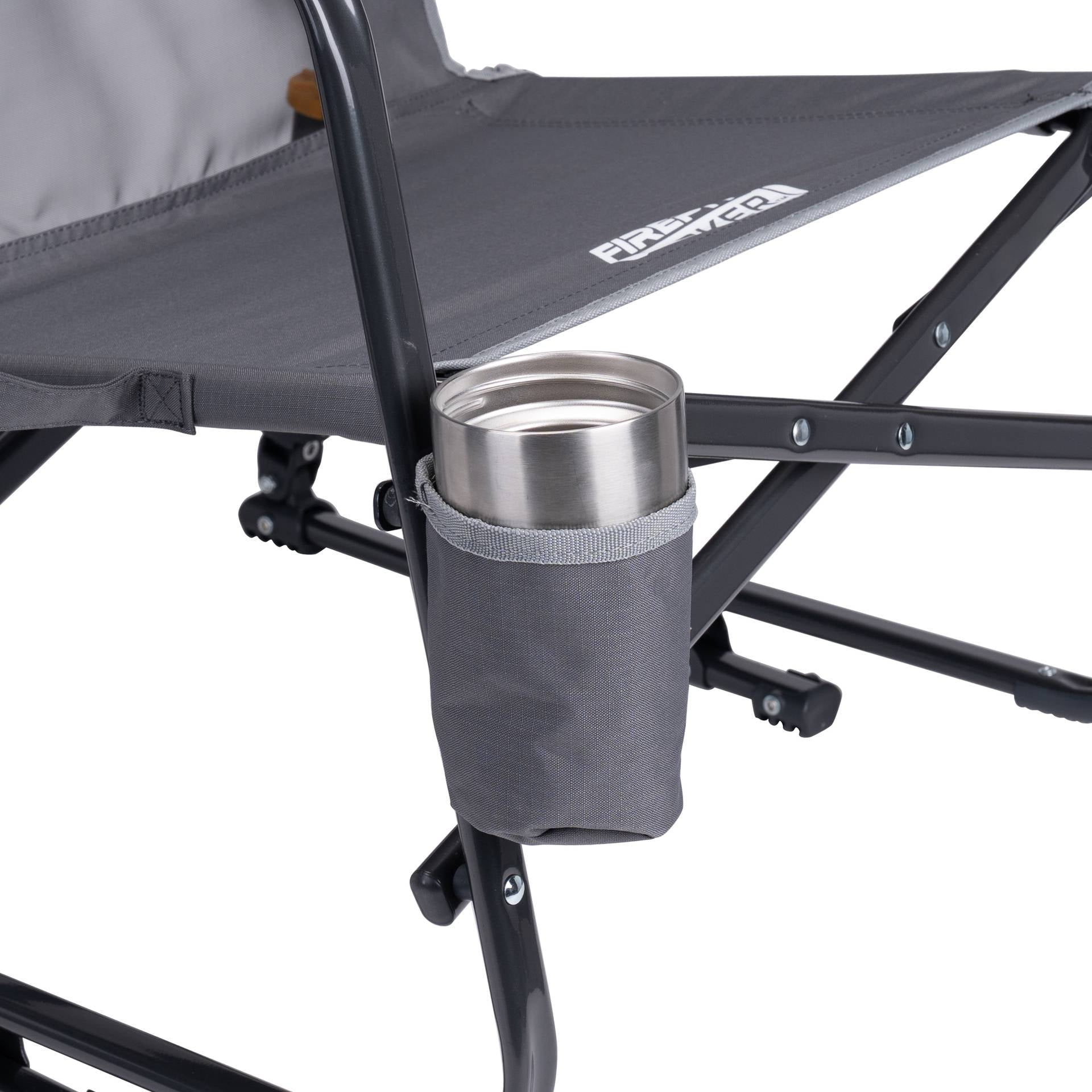 FirePit Rocker Low Profile Rocking Camping Chair, Pewter Gray