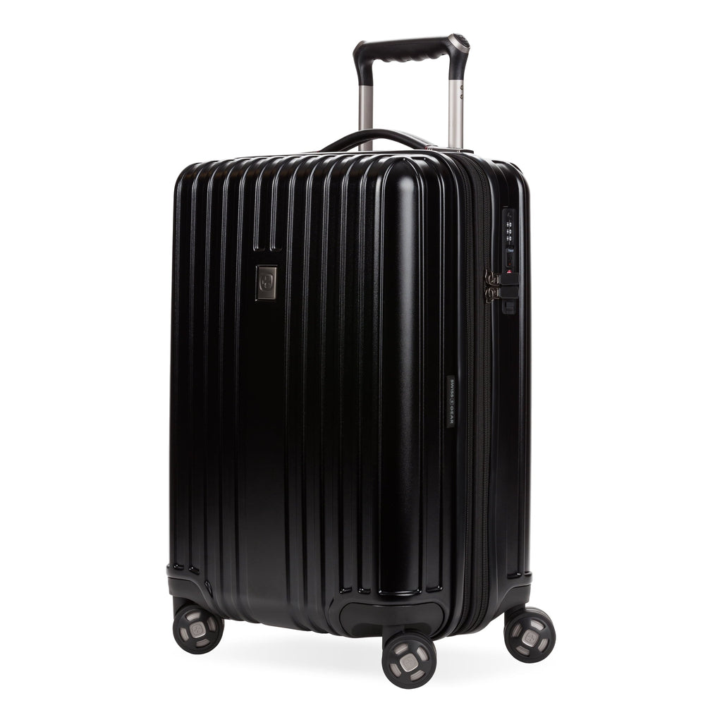 Ridge Hardside Expandable Carry-On Luggage with Spinner Wheels, TSA Lock and USB, Black