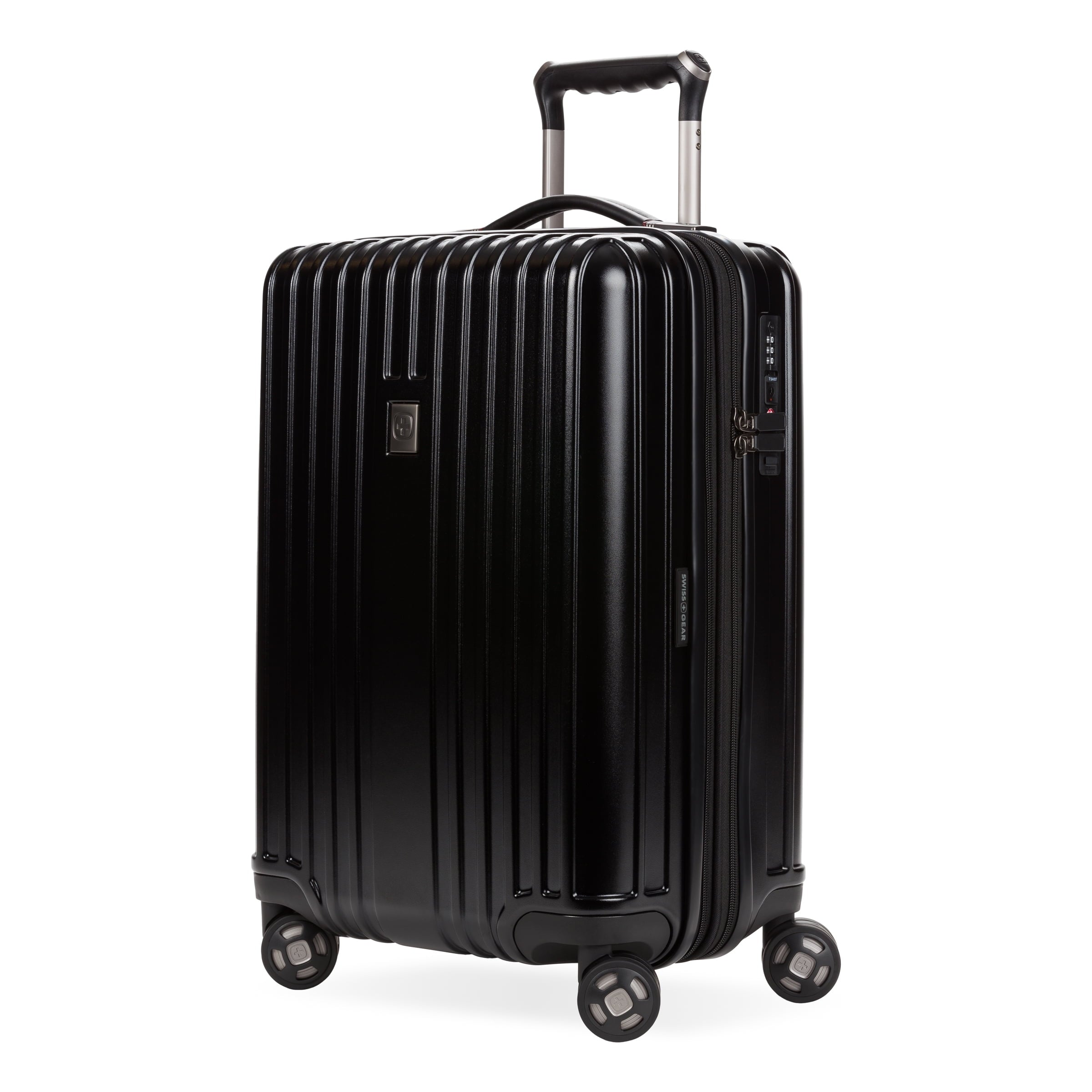 Ridge Hardside Expandable Carry-On Luggage with Spinner Wheels, TSA Lock and USB, Black