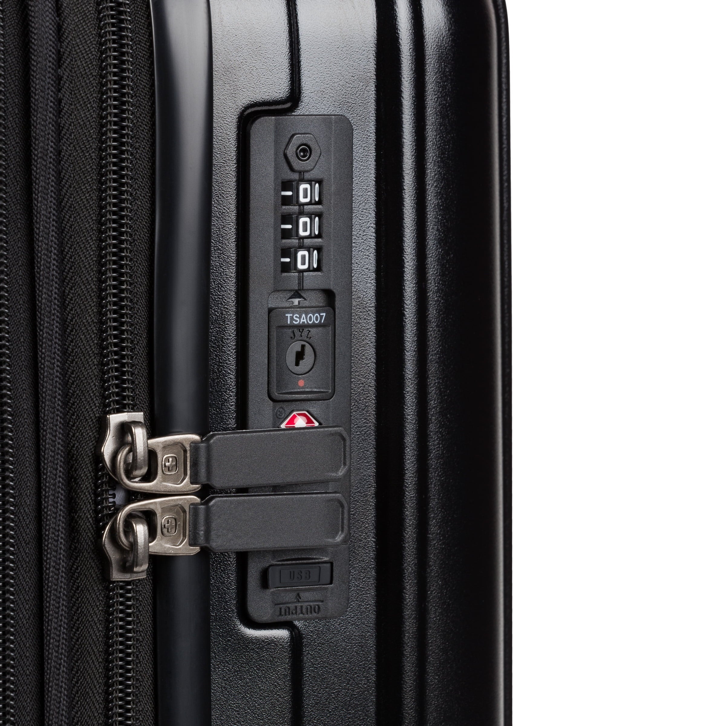 Ridge Hardside Expandable Carry-On Luggage with Spinner Wheels, TSA Lock and USB, Black