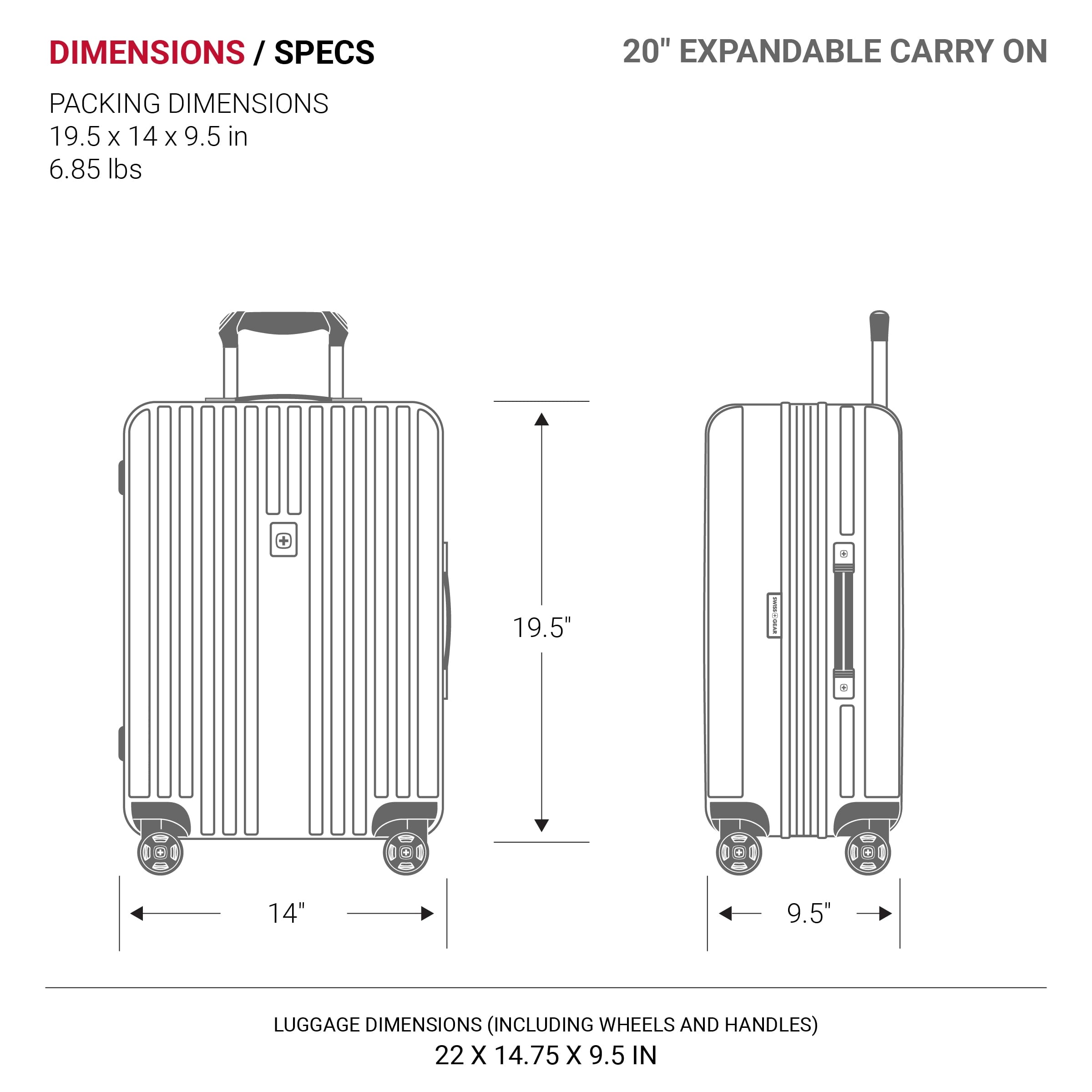 Ridge Hardside Expandable Carry-On Luggage with Spinner Wheels, TSA Lock and USB, Black