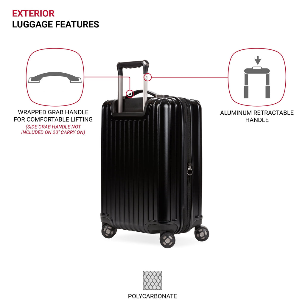 Ridge Hardside Expandable Carry-On Luggage with Spinner Wheels, TSA Lock and USB, Black