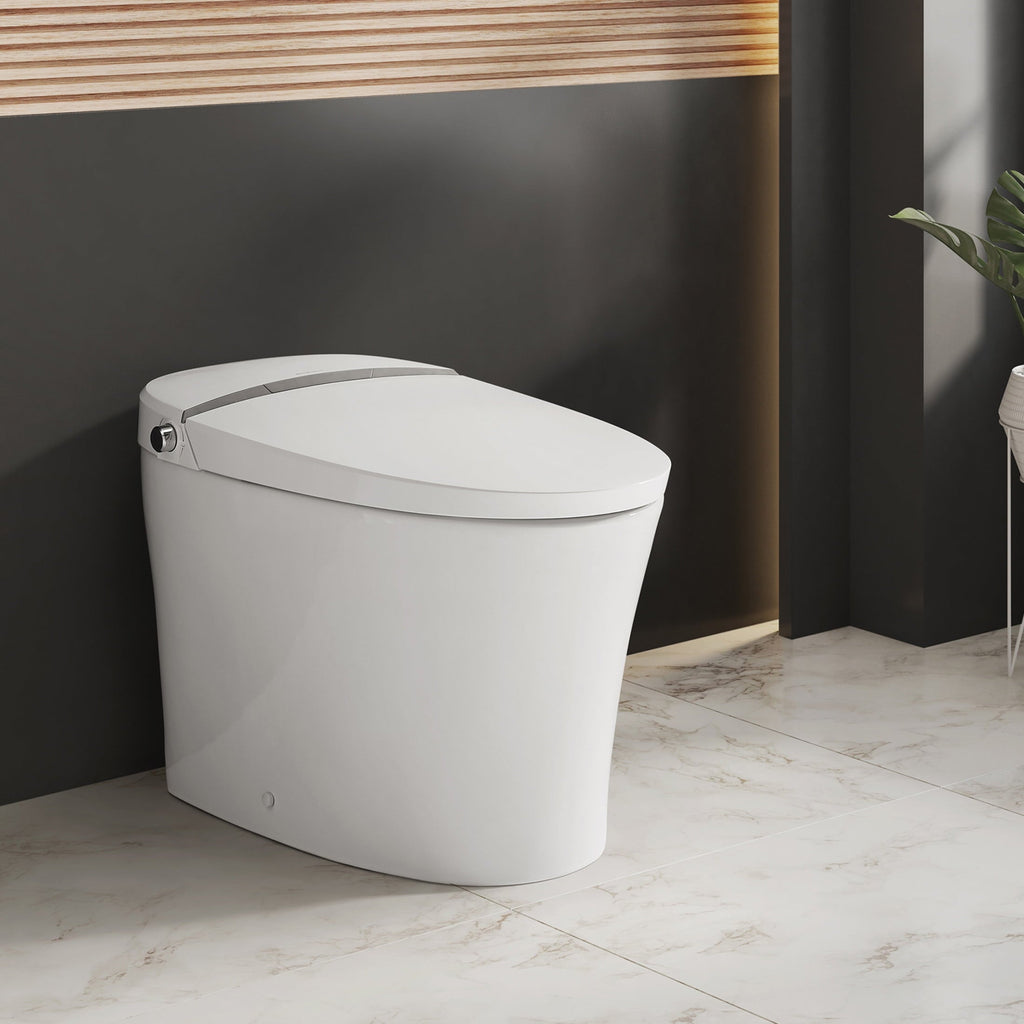 Smart Tankless Elongated Toilet and Bidet, Touchless Vortex Dual-Flush 1.1/1.6 gpf
