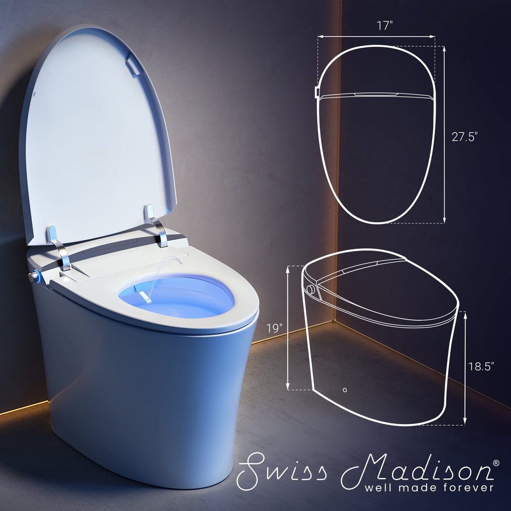 Smart Tankless Elongated Toilet and Bidet, Touchless Vortex Dual-Flush 1.1/1.6 gpf
