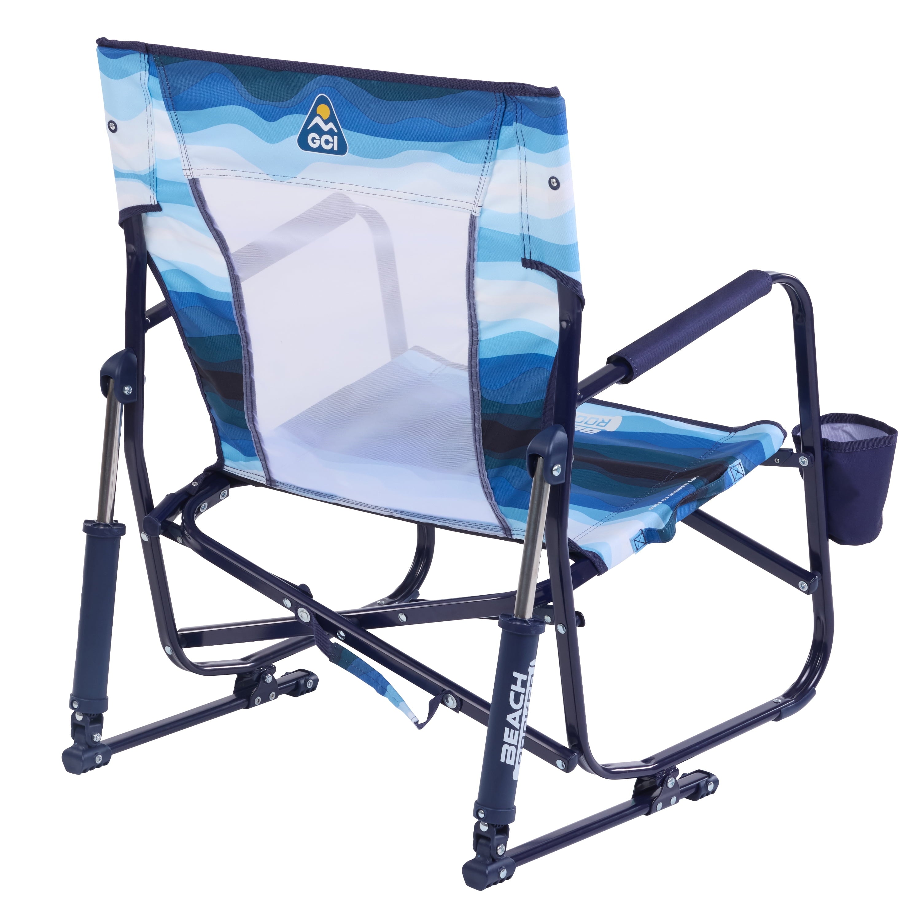 Beach Rocker Low Profile Foldable Rocking Chair, Wave Blue