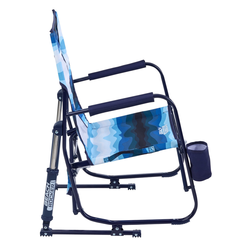 Beach Rocker Low Profile Foldable Rocking Chair, Wave Blue