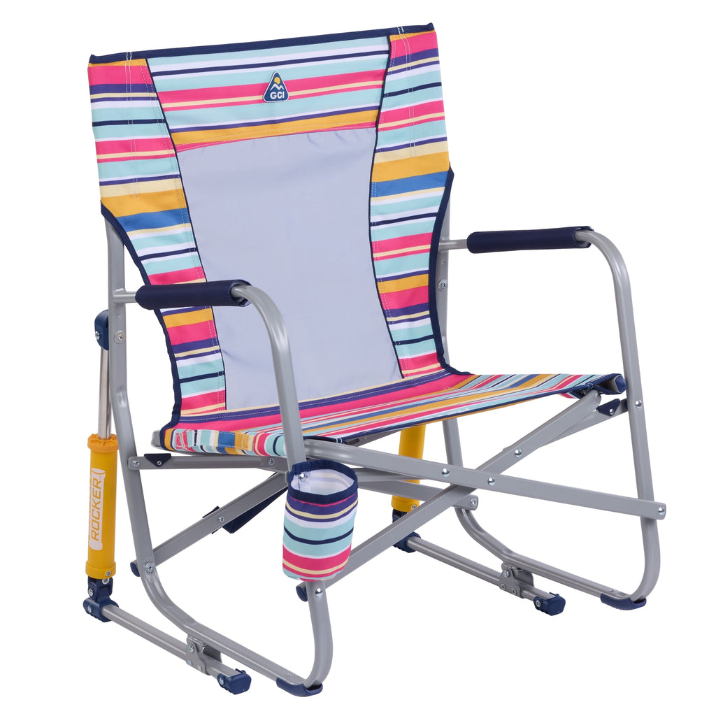 Beach Rocker Low Profile Foldable Rocking Chair, Wave Blue