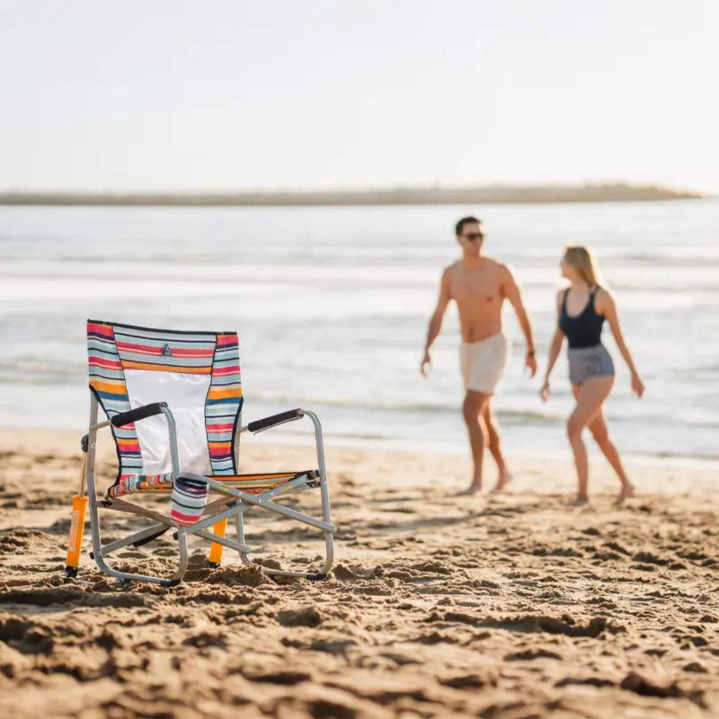 Beach Rocker Low Profile Foldable Rocking Chair, Wave Blue